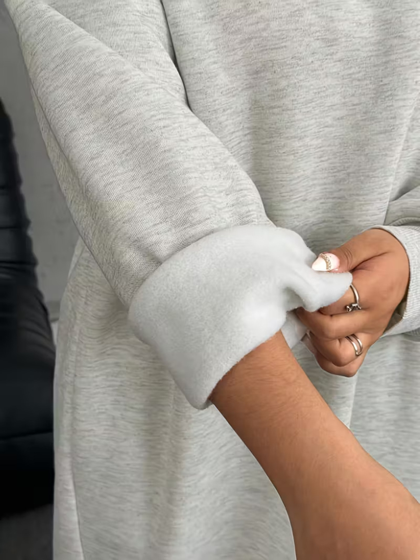 Plus Size Casual Slit Long Sleeve Sweatshirt Dress