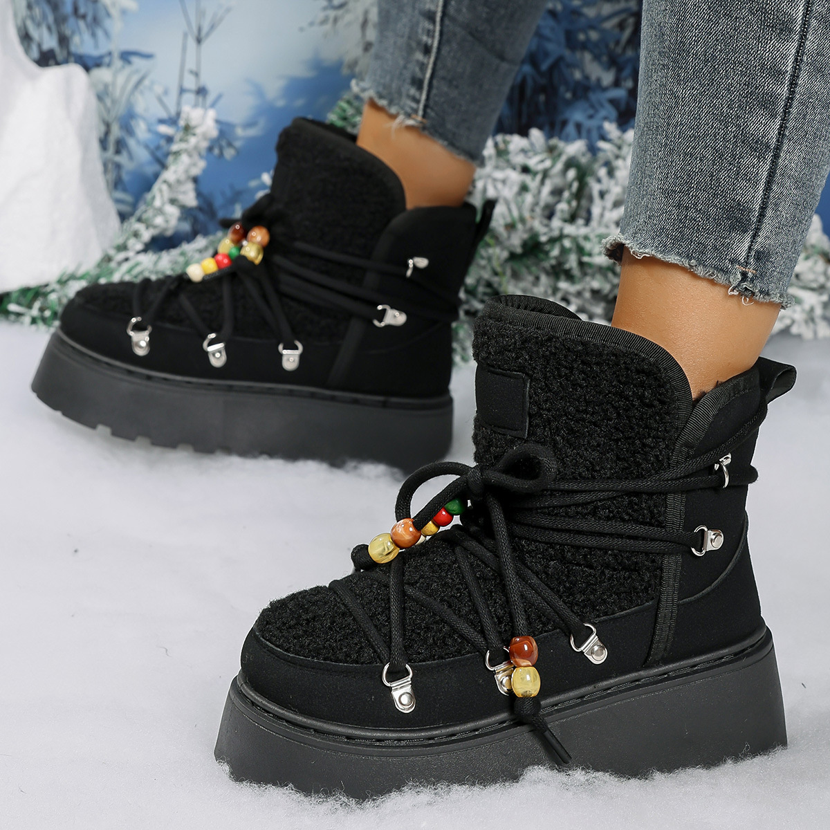 Lace-Up Platform Winter Boots