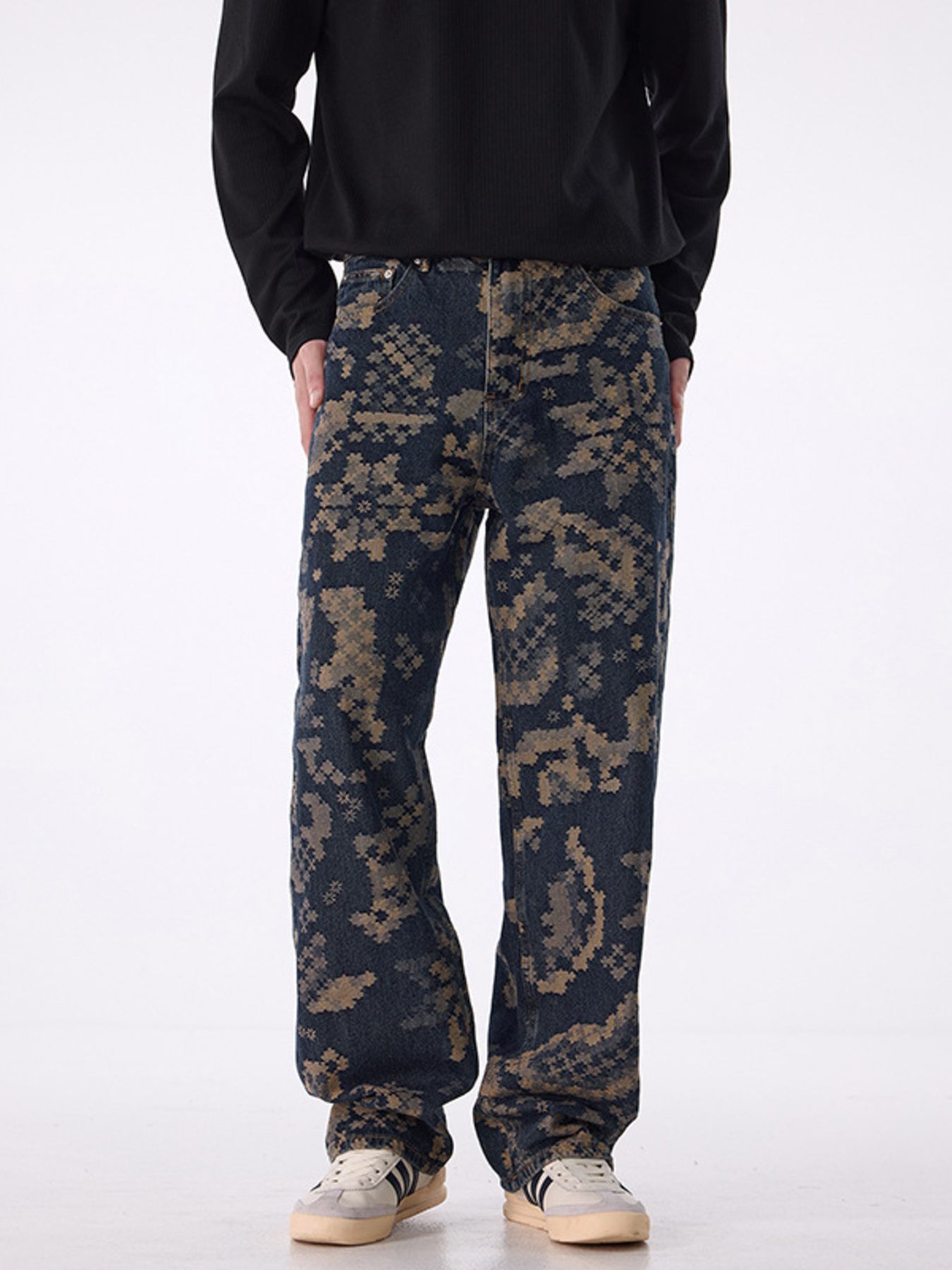 Men's Printed Wide Leg Cargo Pants