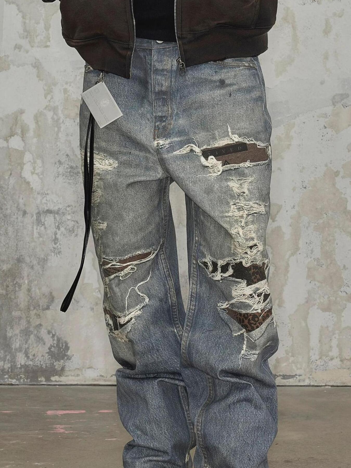 Men's Full Size Distressed Baggy Boyfriend Jeans Plus Size