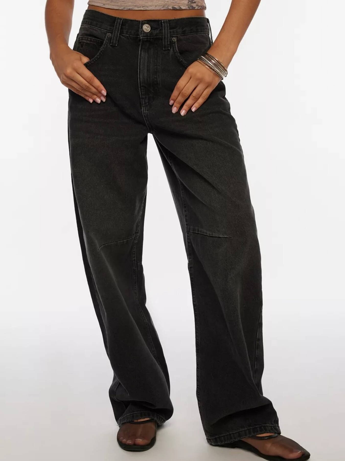 Vintage Wash Wide Leg Jeans