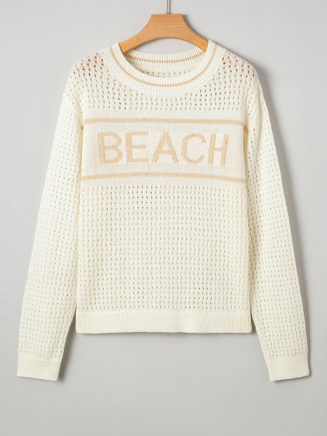 BEACH Hollow Out Knitted Lightweight Dolman Sweater