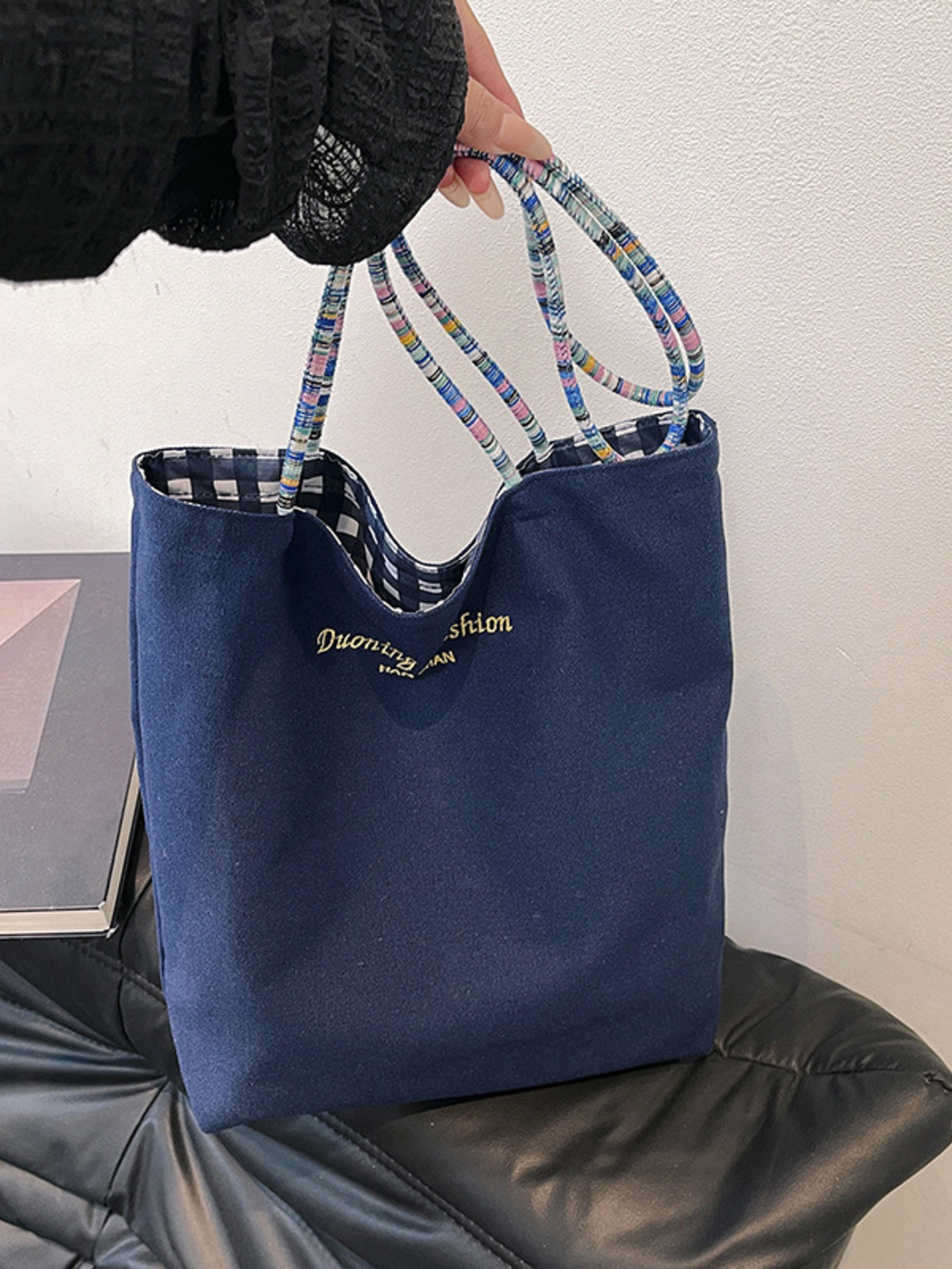 Gingham Pattern Tote Bag