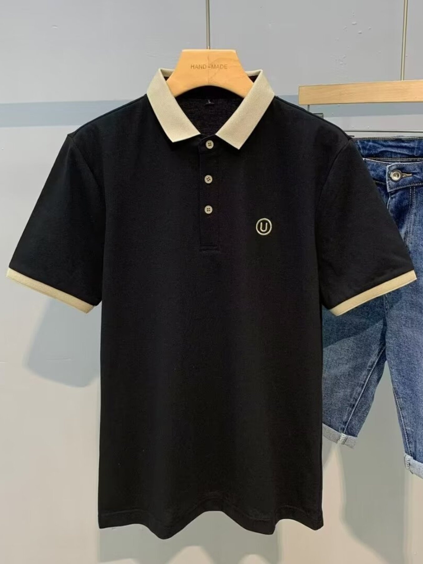 Men's Classic Contrast Short Sleeve Collar Polo Shirt