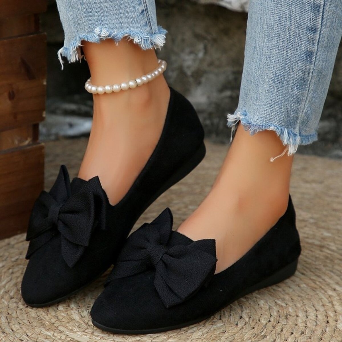 Bow Point Toe Slip-Ons
