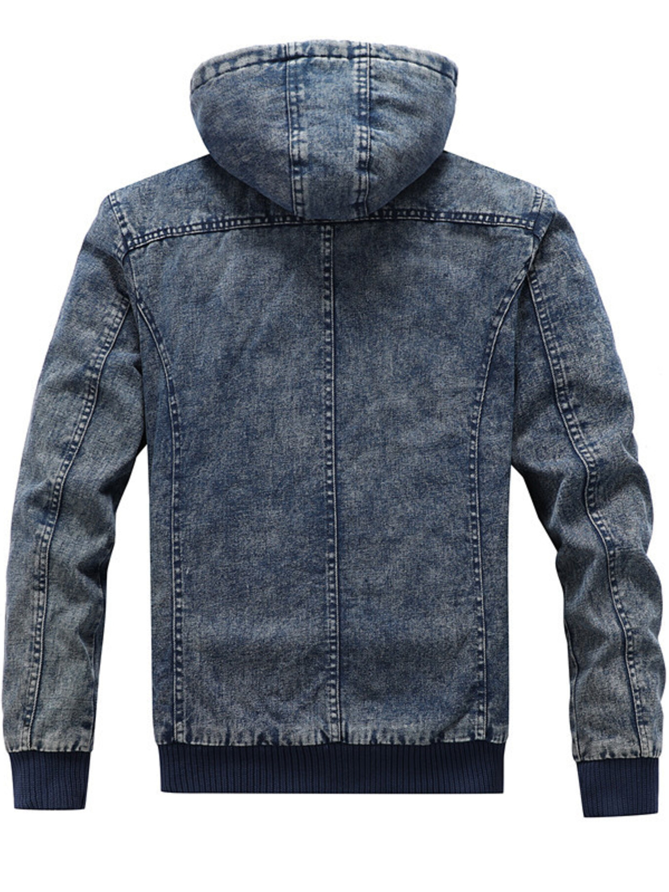Men's Plus Size Zip Up Hooded Denim Jacket