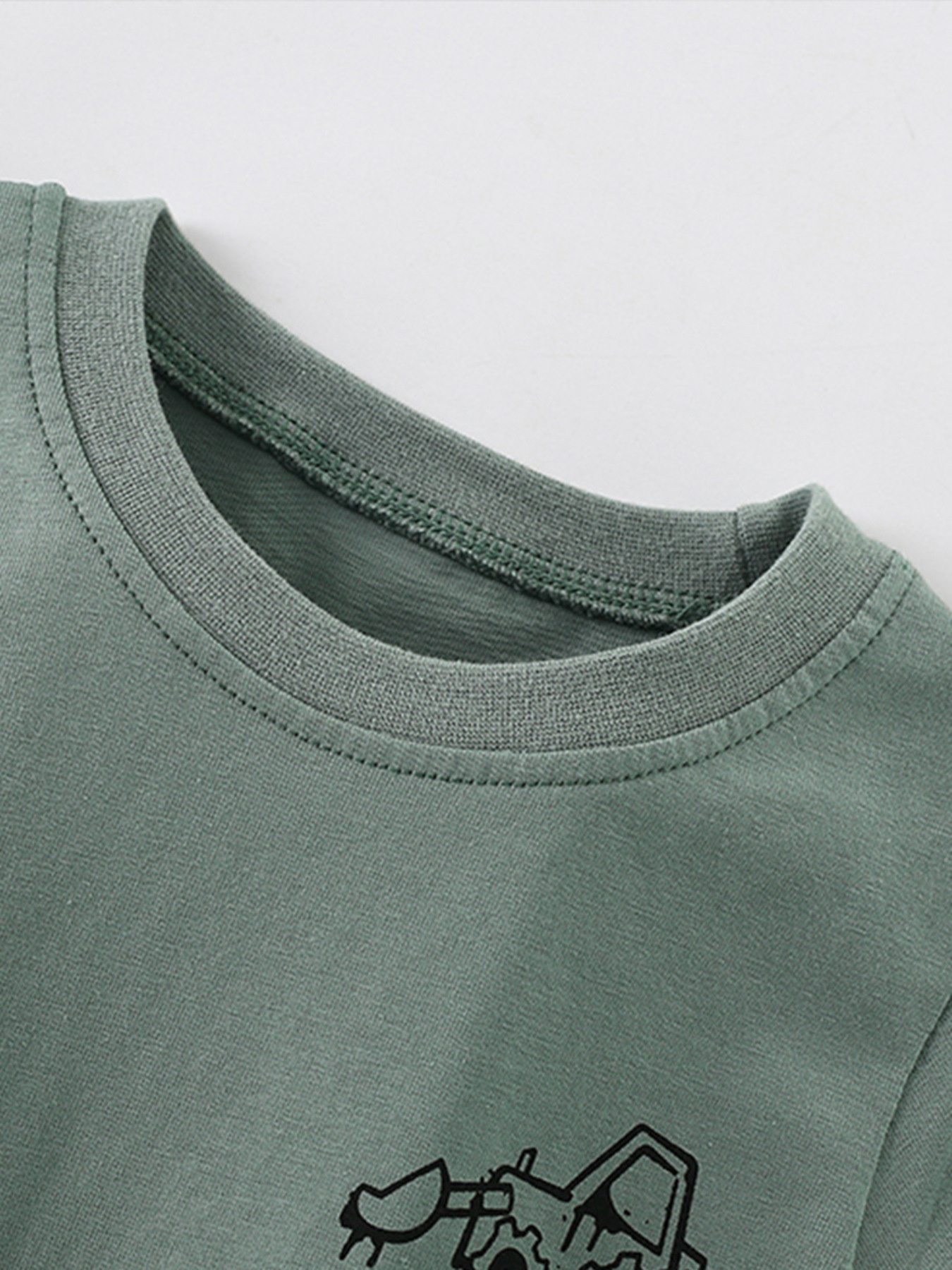 Children's Cartoon Excavator Graphic Casual T-Shirt