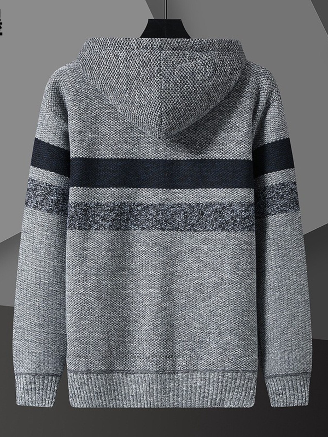 Men's Plus Size Drawstring Zip Up Hooded Cardigan