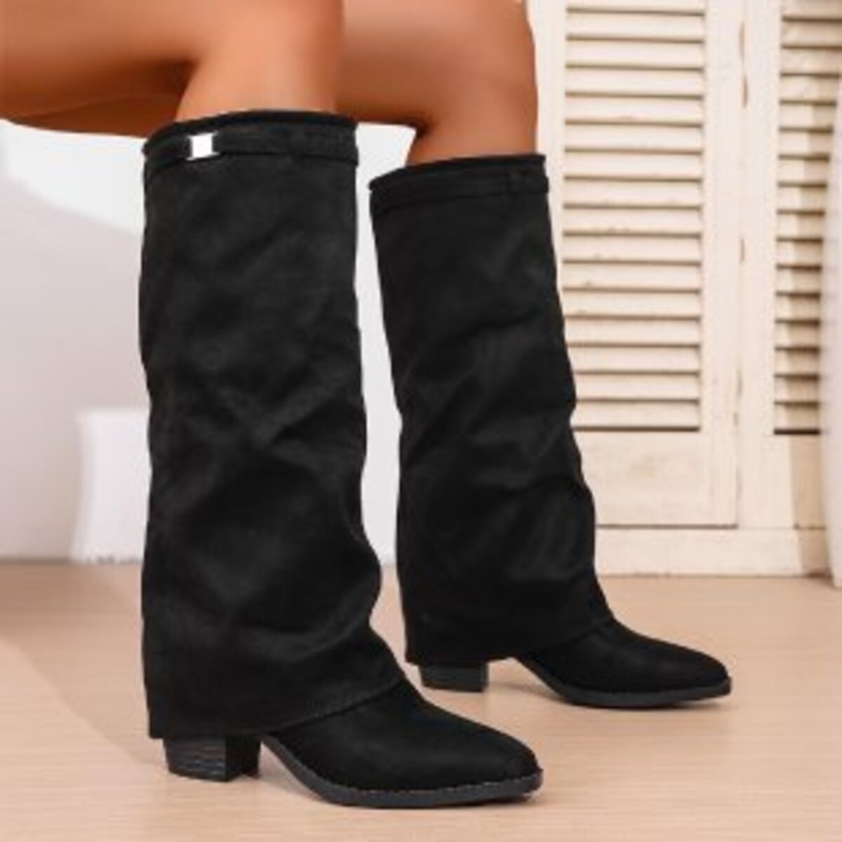Point Toe Block Heels Boots