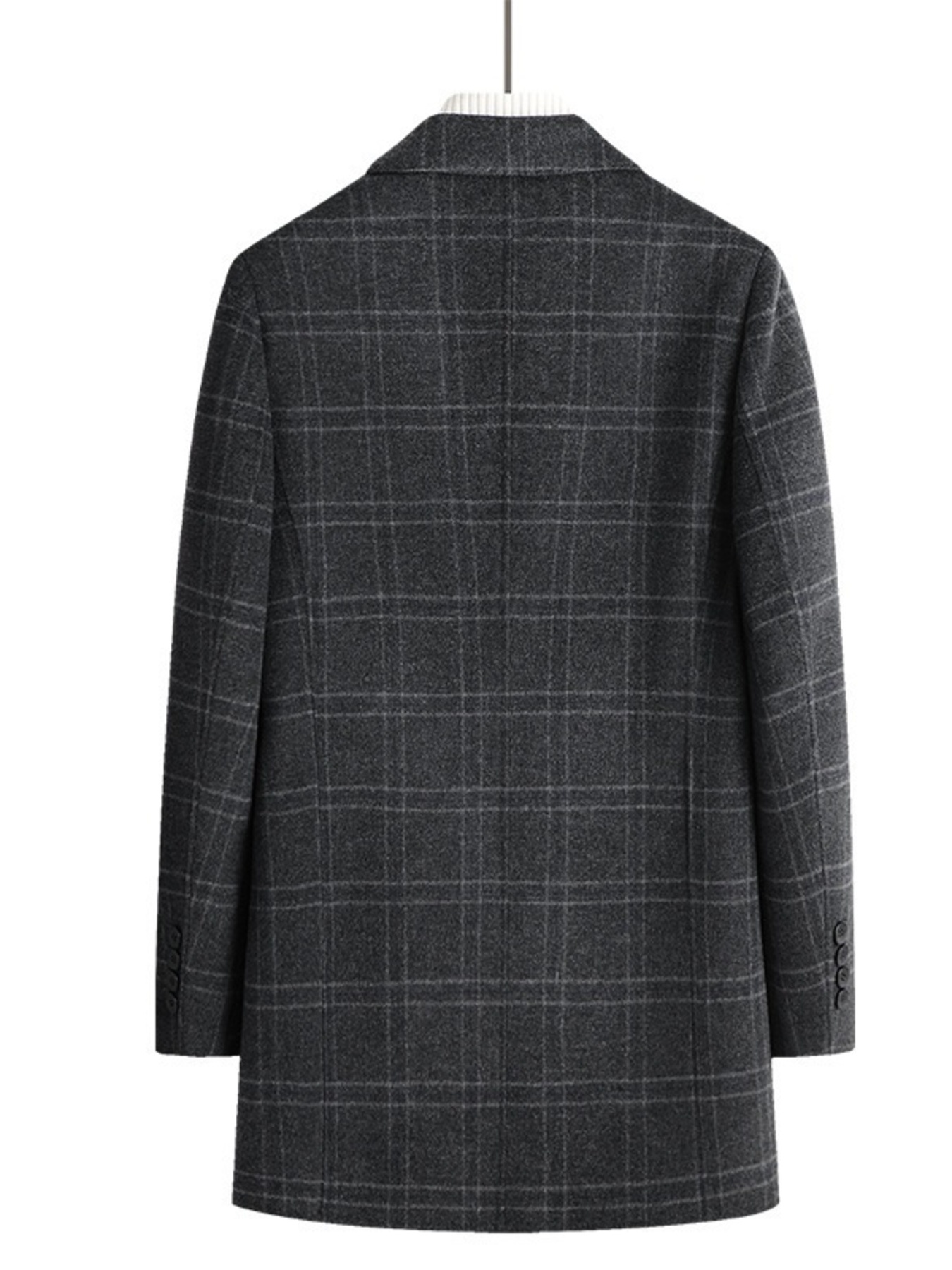 Men's Plus Size Plaid Wool Blend Overcoat