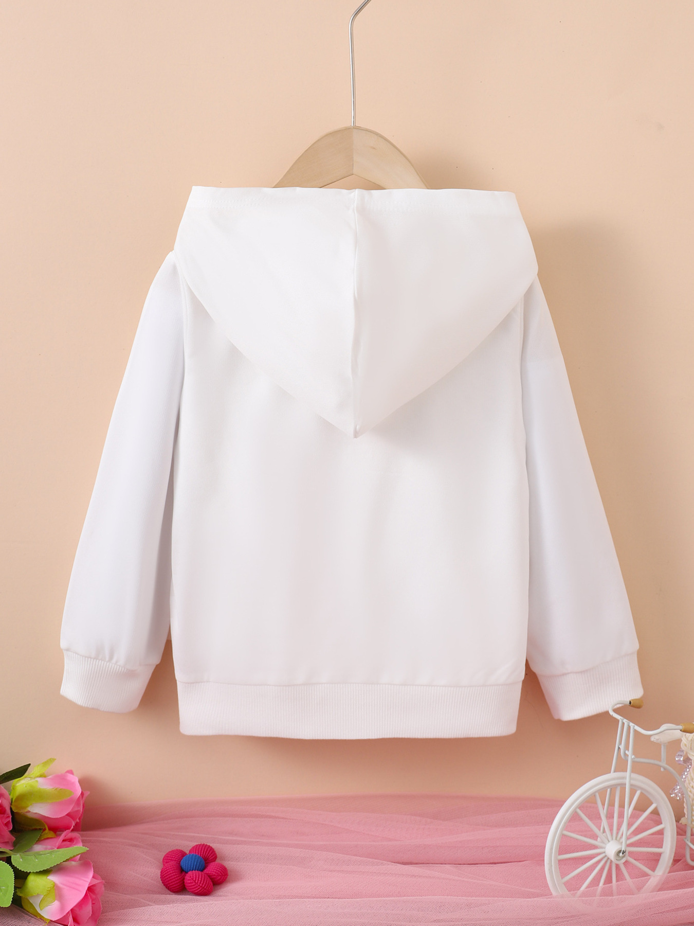 Children's Floral Heart Graphic Buttoned Hoodie