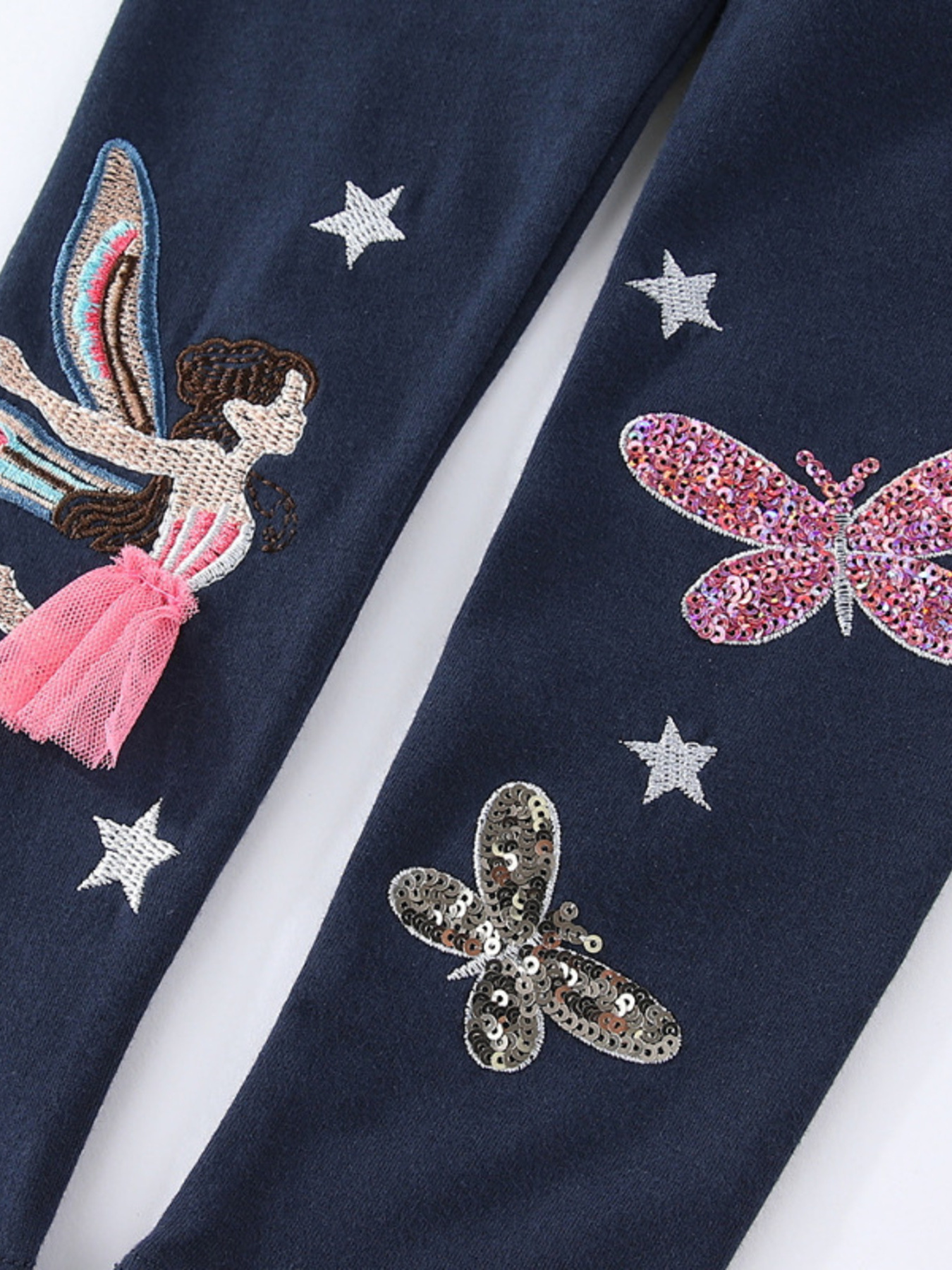Children's Fairy Embroidered & Sequin Butterfly Leggings
