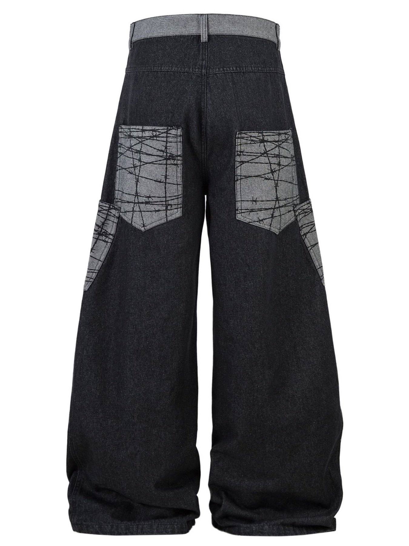 Men's Wide Leg Cargo Jeans with Contrast Panels