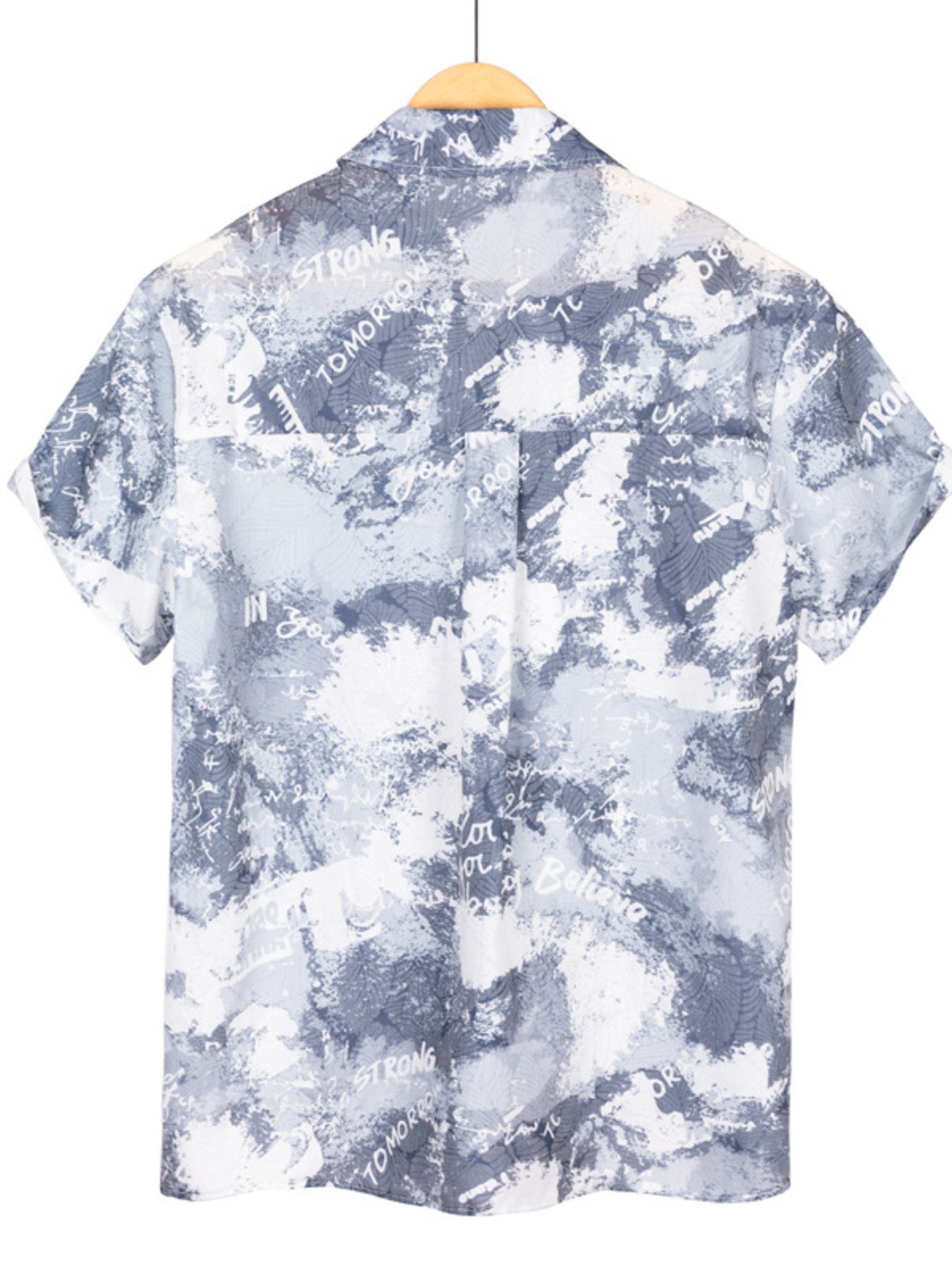 Men's Plus Size Printed Button Up Short Sleeve Shirt