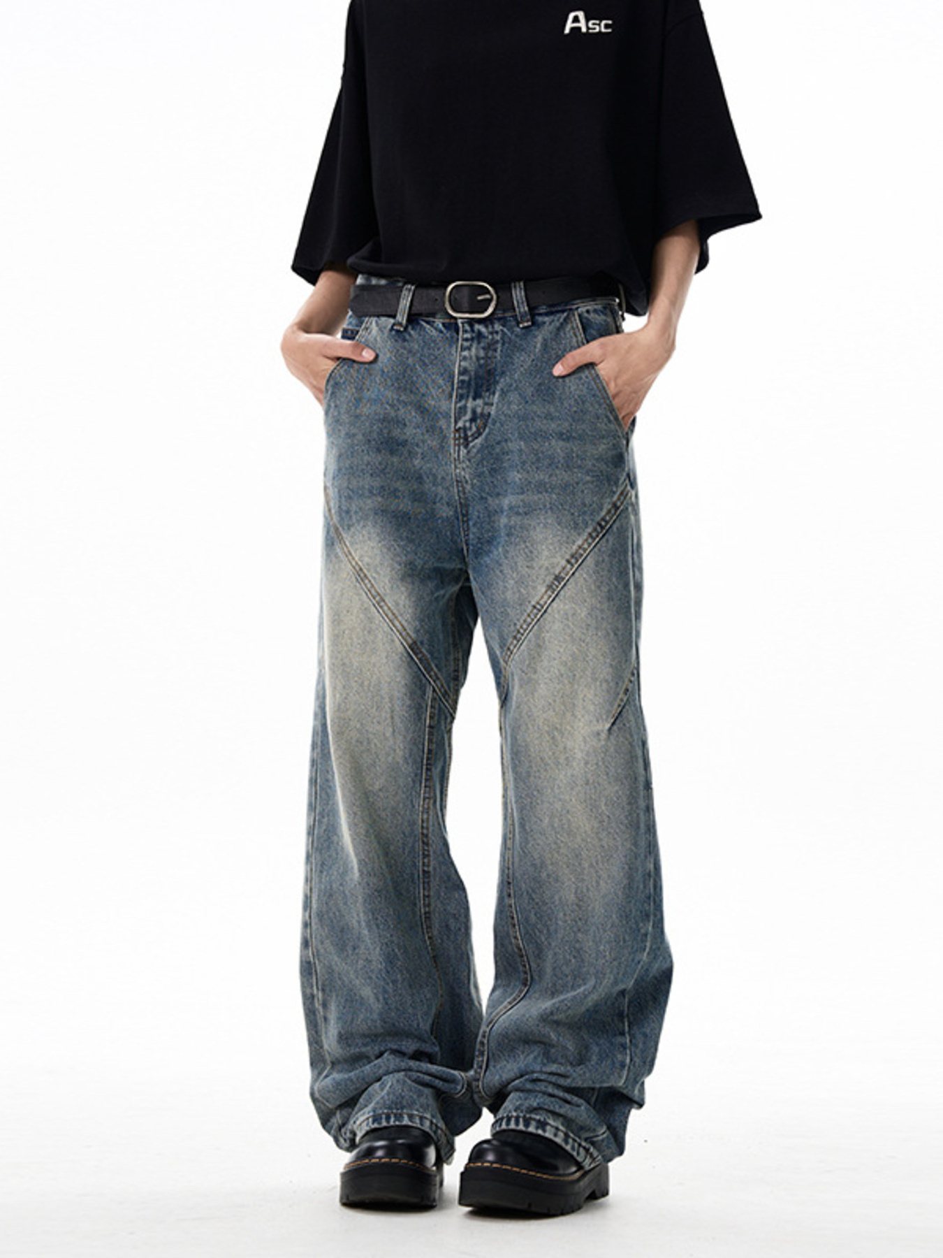 Men's Wash Wide Leg Jeans