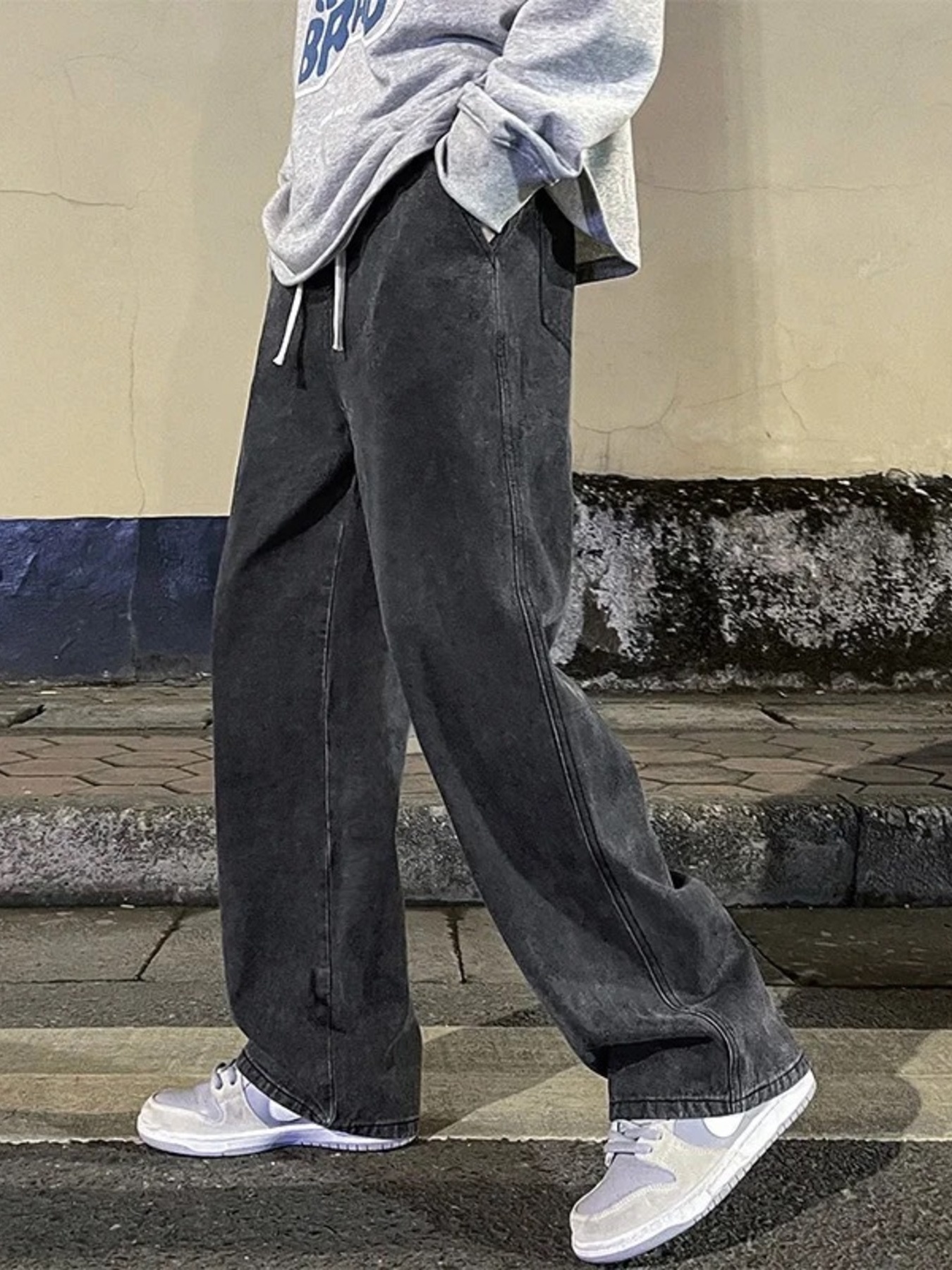 Men's Full Size Drawstring Wide Leg Jeans Plus Size