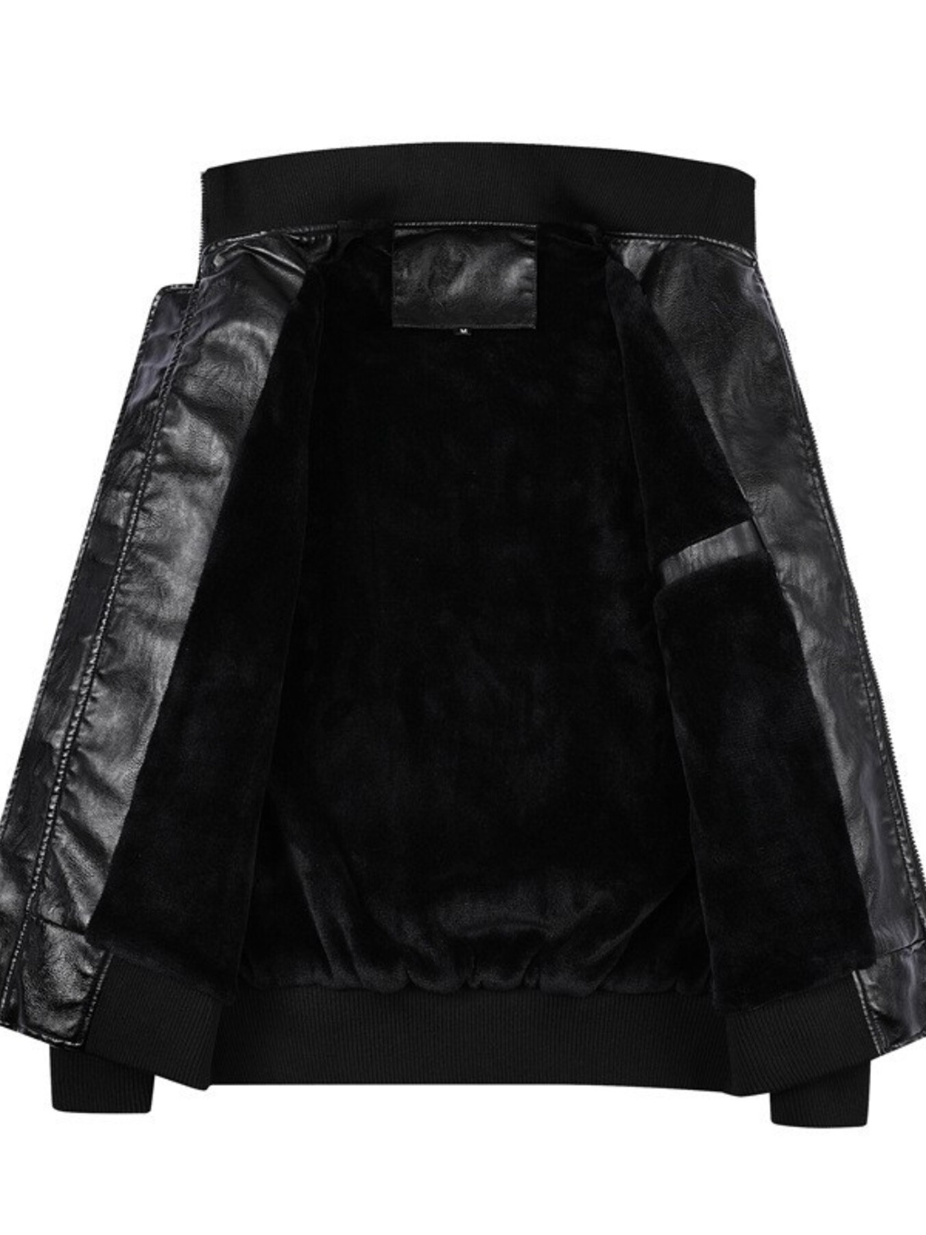 Men's Plus Size Zip Up Leather Bomber Jacket