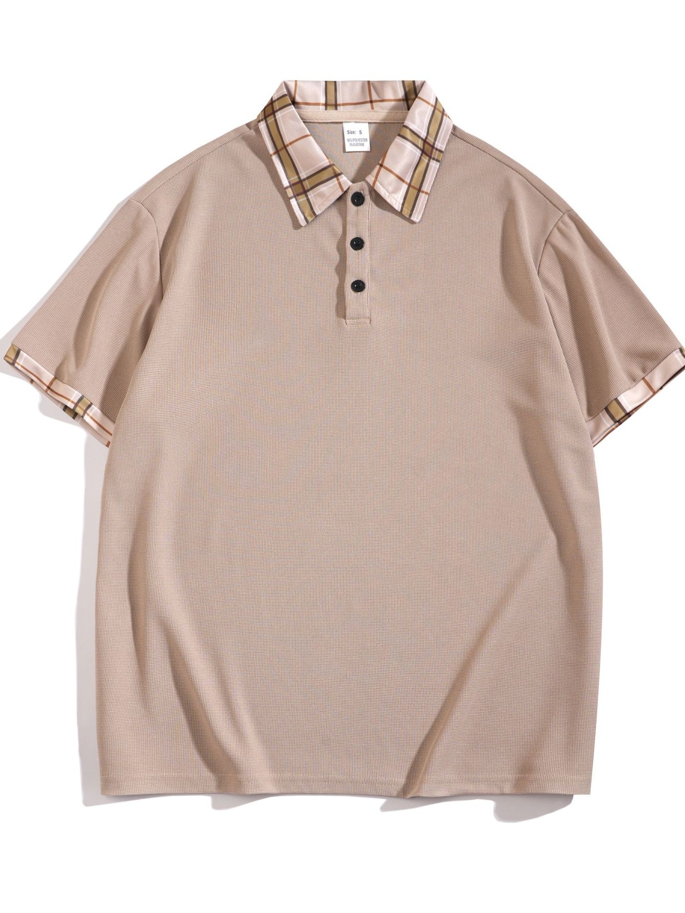 Men's Full Size Classic Plaid Collar Polo and Shorts Set Plus Size