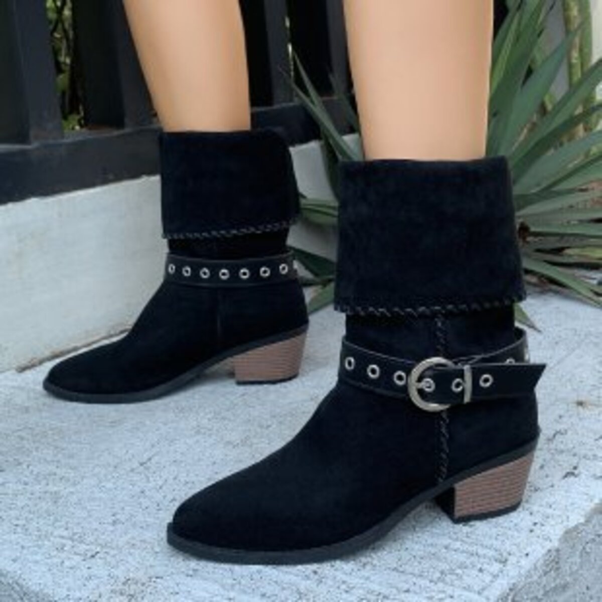 Point Toe Block Heels Boots