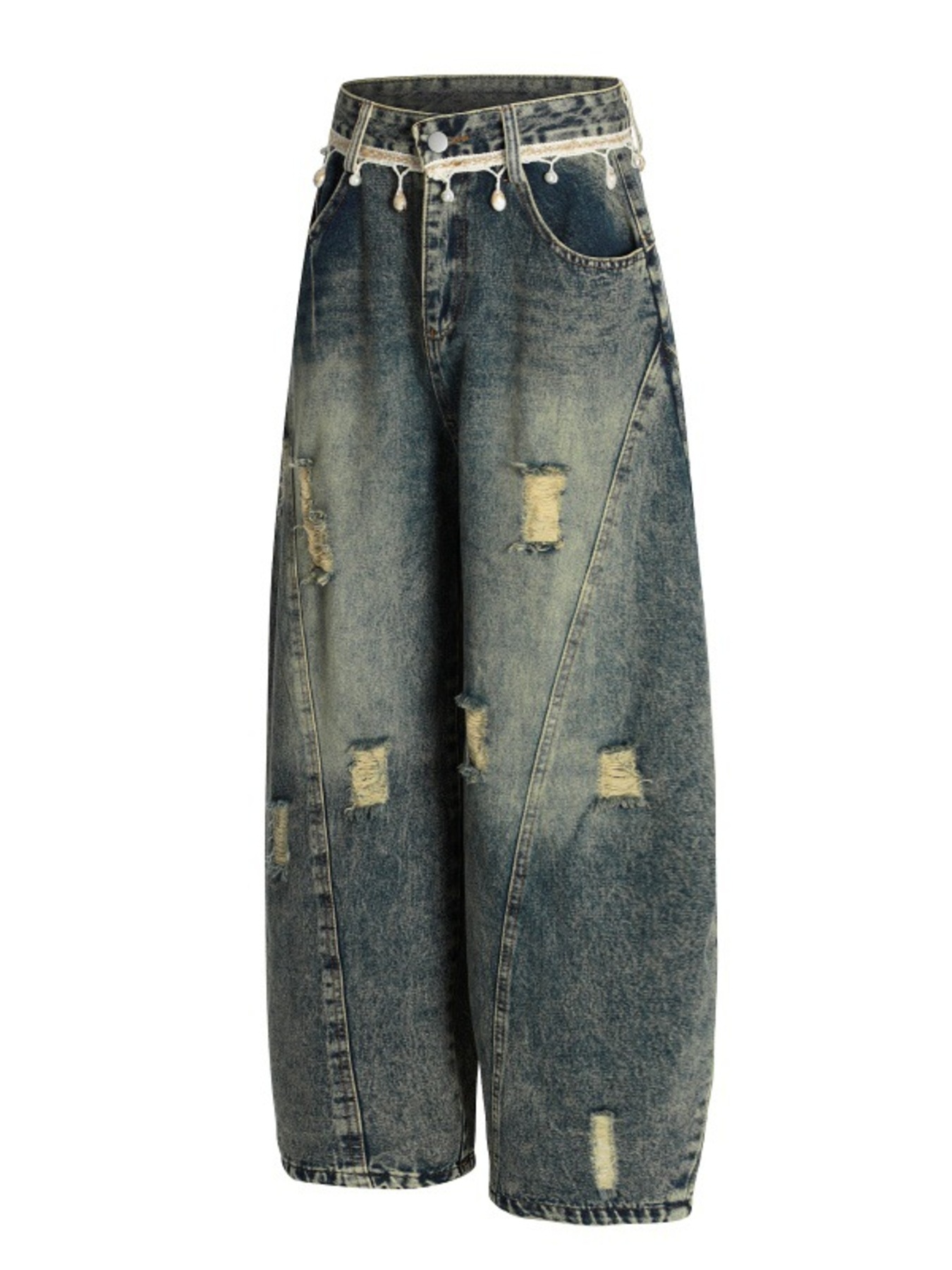 Men's Distressed Wide Leg Jeans
