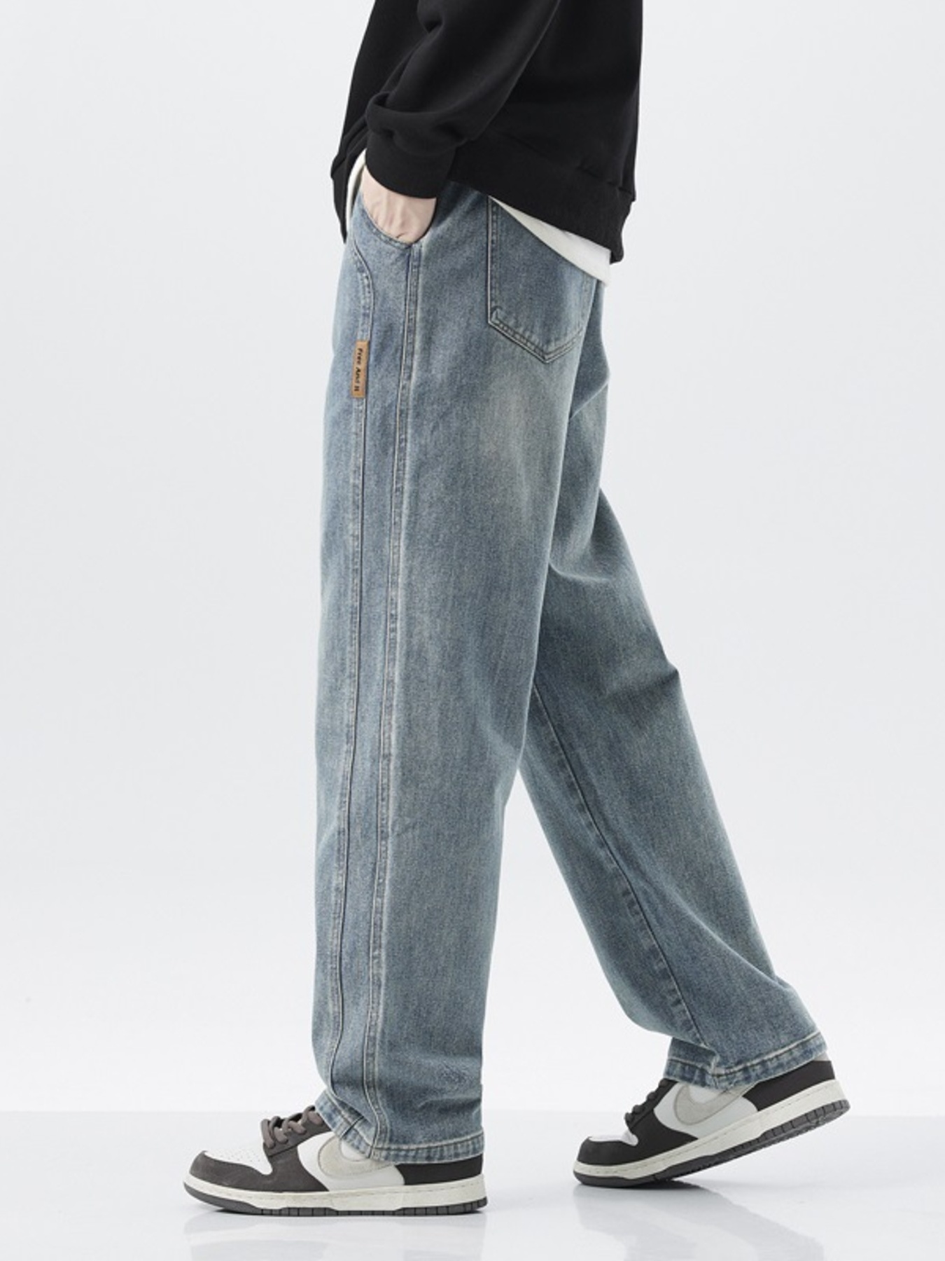 Men's Full Size Washed Loose Fit Wide Leg Jeans Plus Size