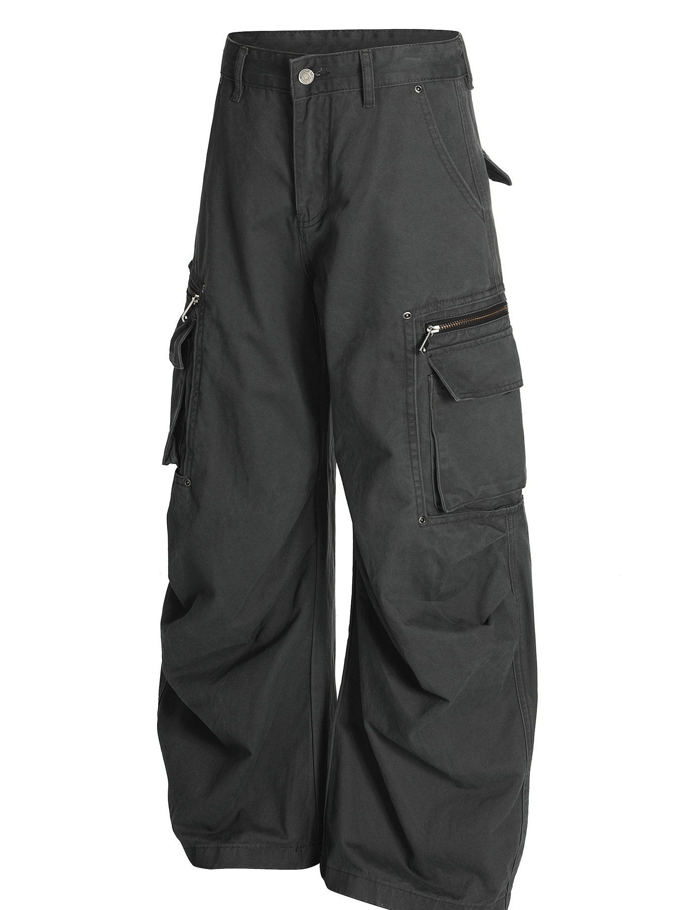 Men's Cargo Curved Pants with Multi Pockets