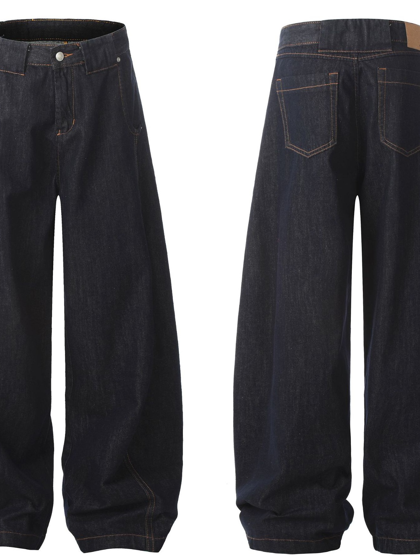 Men's Oversized Wide-Leg Wash Denim Jeans