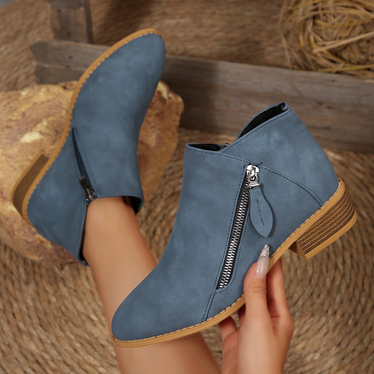 Block Heels Ankle Boots