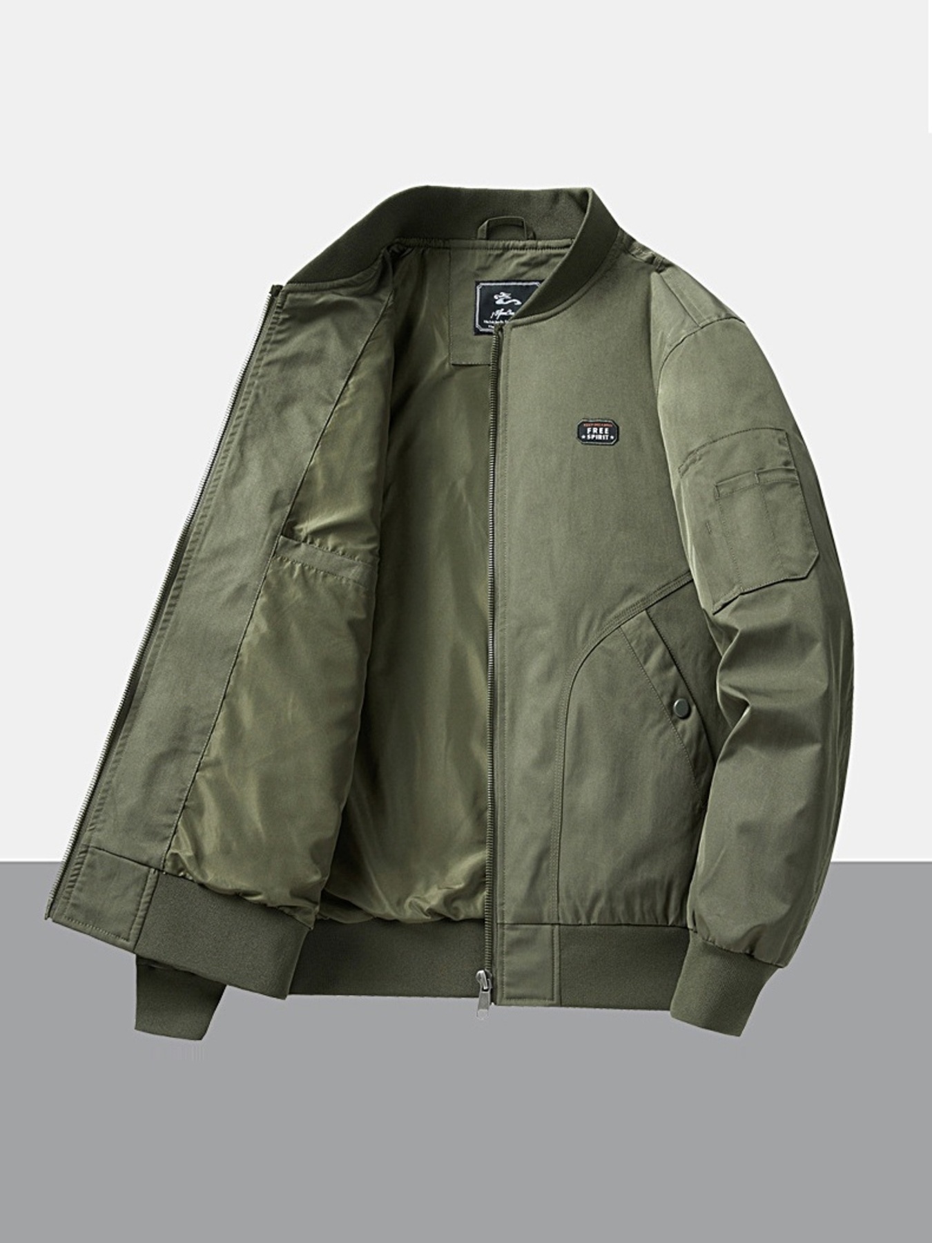 Men's Plus Size Zip Up Long Sleeve Jacket