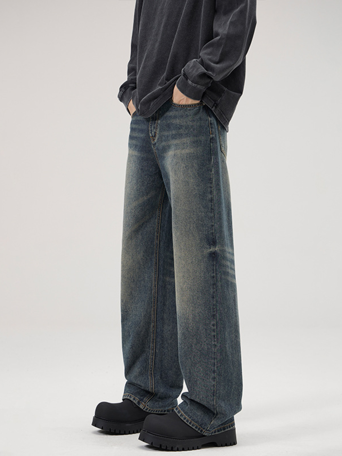 Men's Full Size Wide-Leg Relaxed Fit Jeans Plus Size