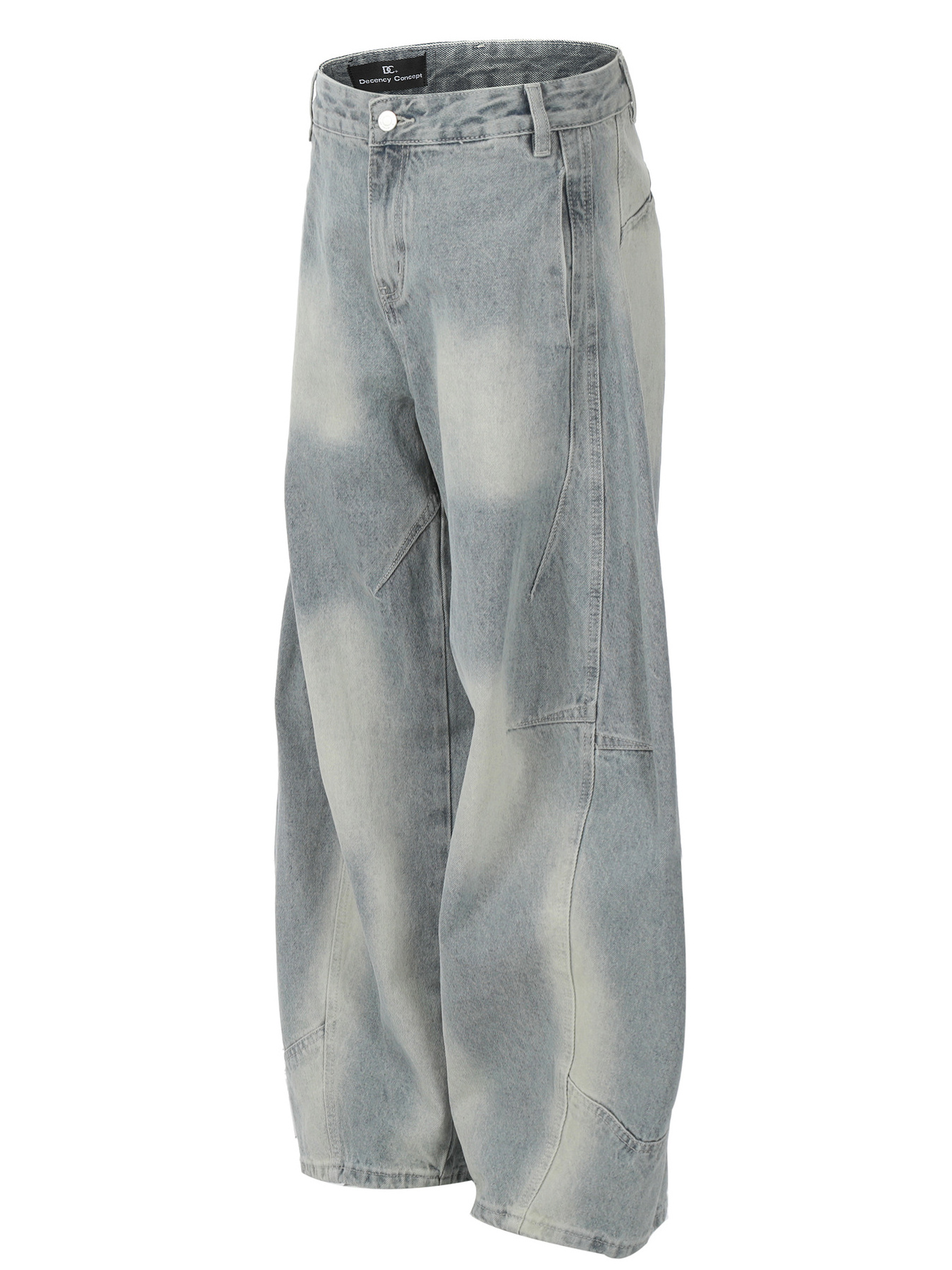Men's Washed Curved Jeans with Contemporary Fade
