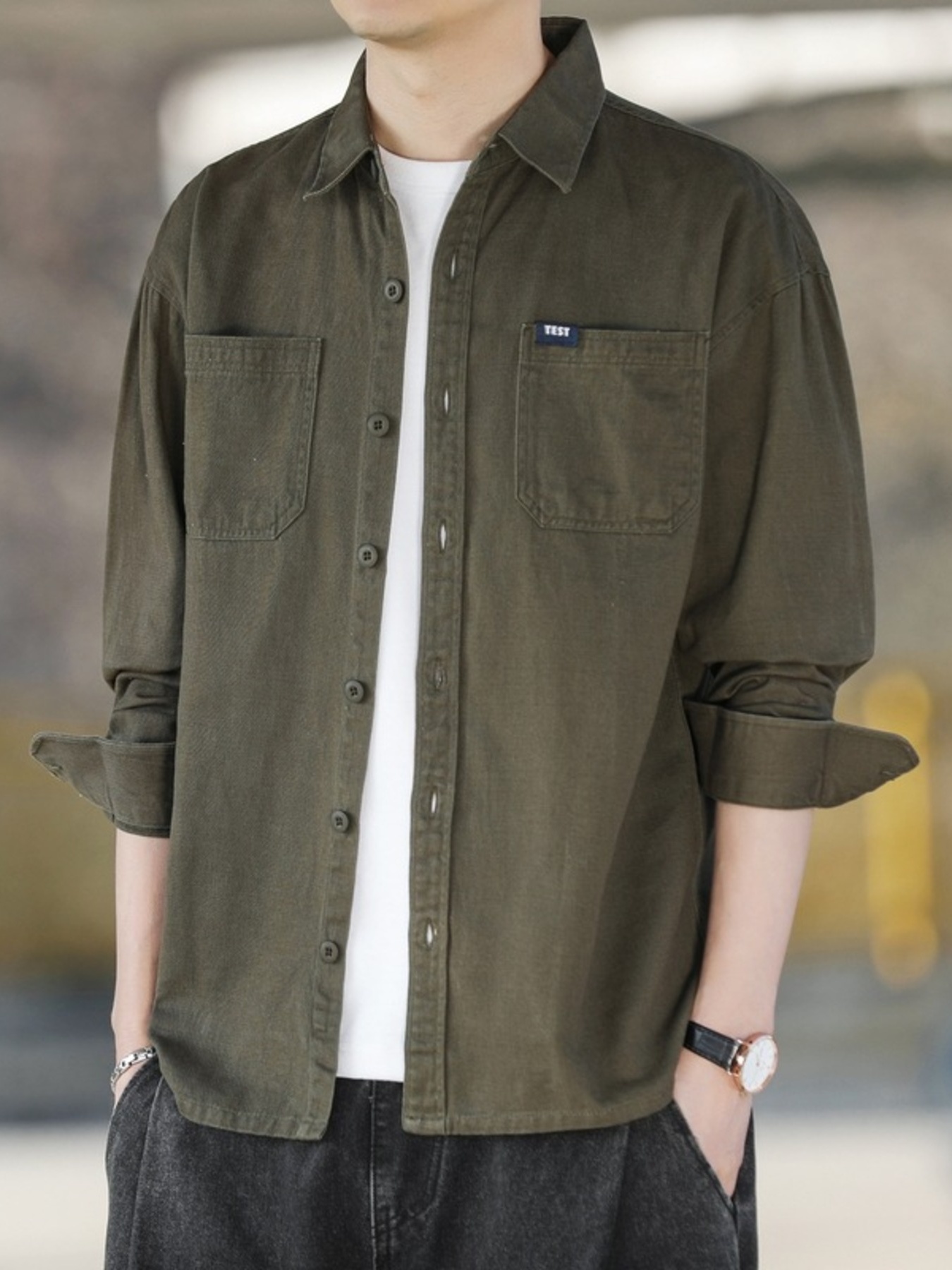 Men's Plus Size Button Up Long Sleeve Shirt