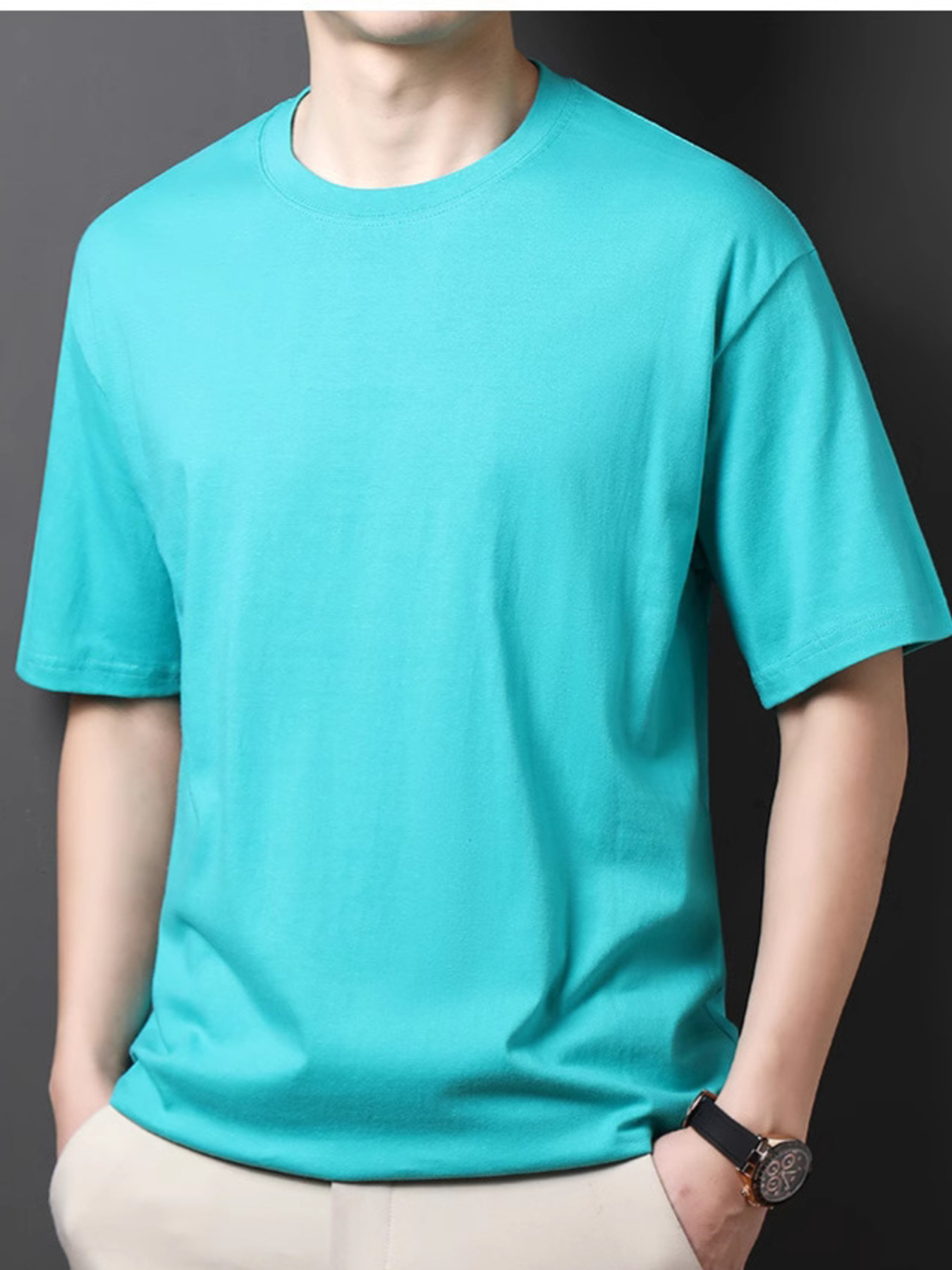 Men's Full Size Round Neck Half Sleeve T-Shirt Plus Size