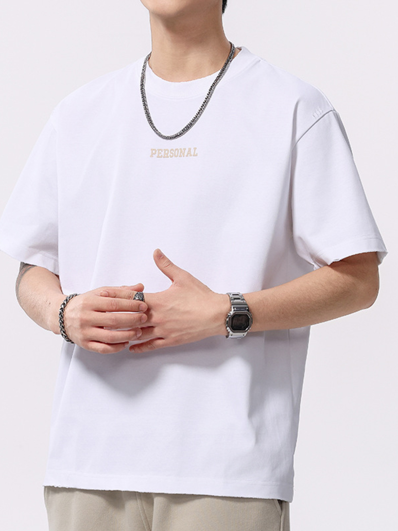 Men's Plus Size Letter Round Neck Short Sleeve T-Shirt