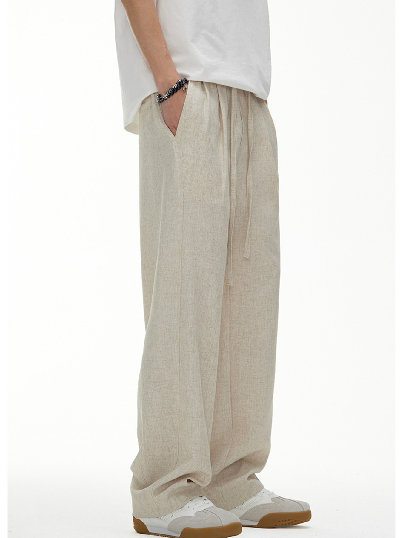 Men's Plus Size Drawstring Wide Leg Pants