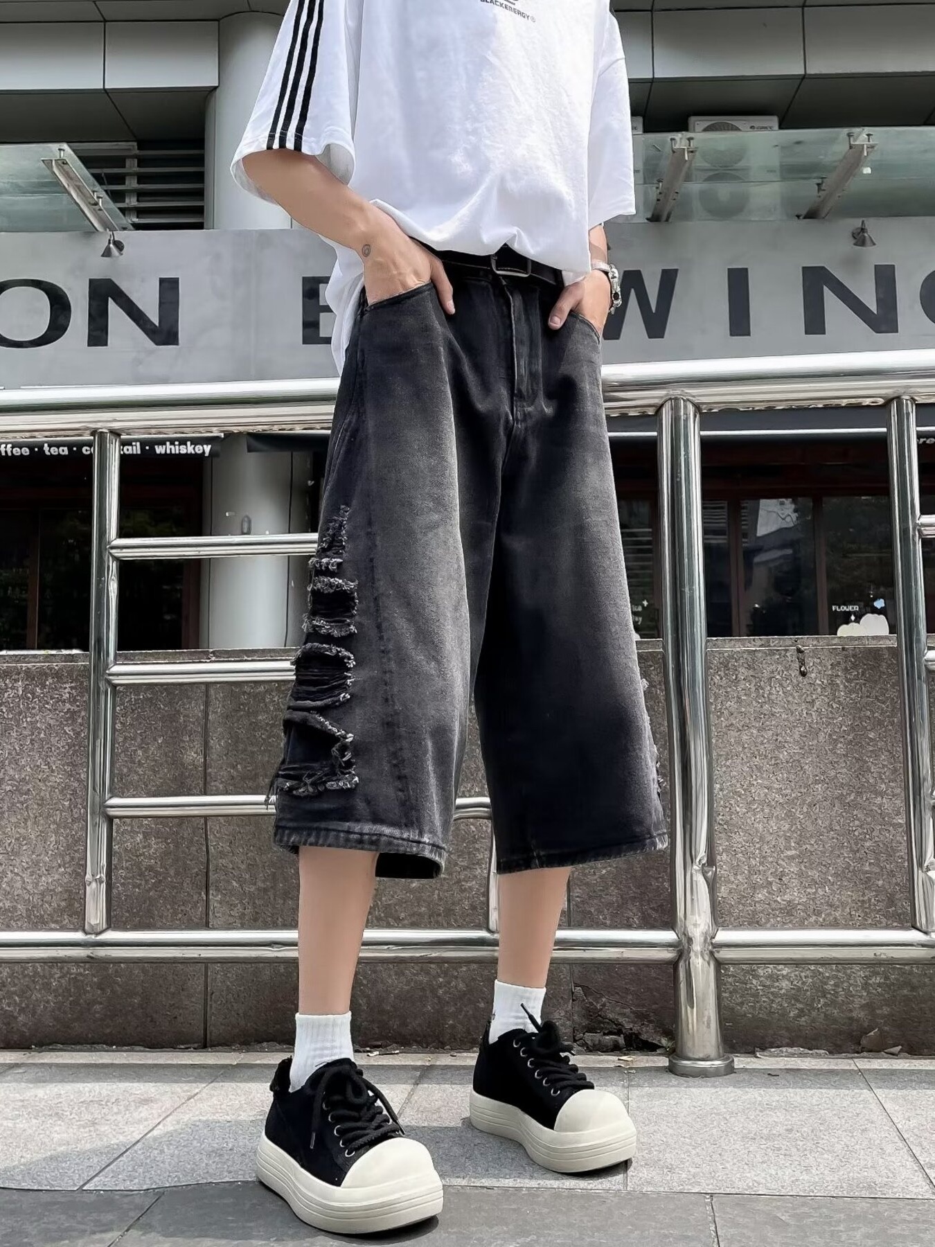 Men's Full Size Wide Leg Denim Shorts Plus Size