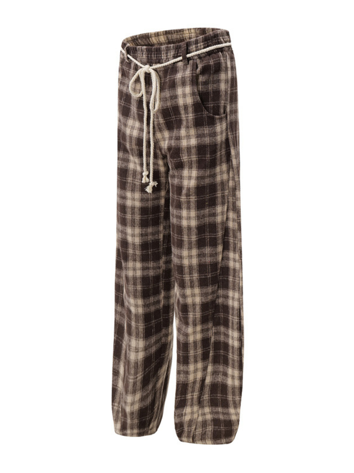 Men's Relaxed Plaid Wide Leg Pants