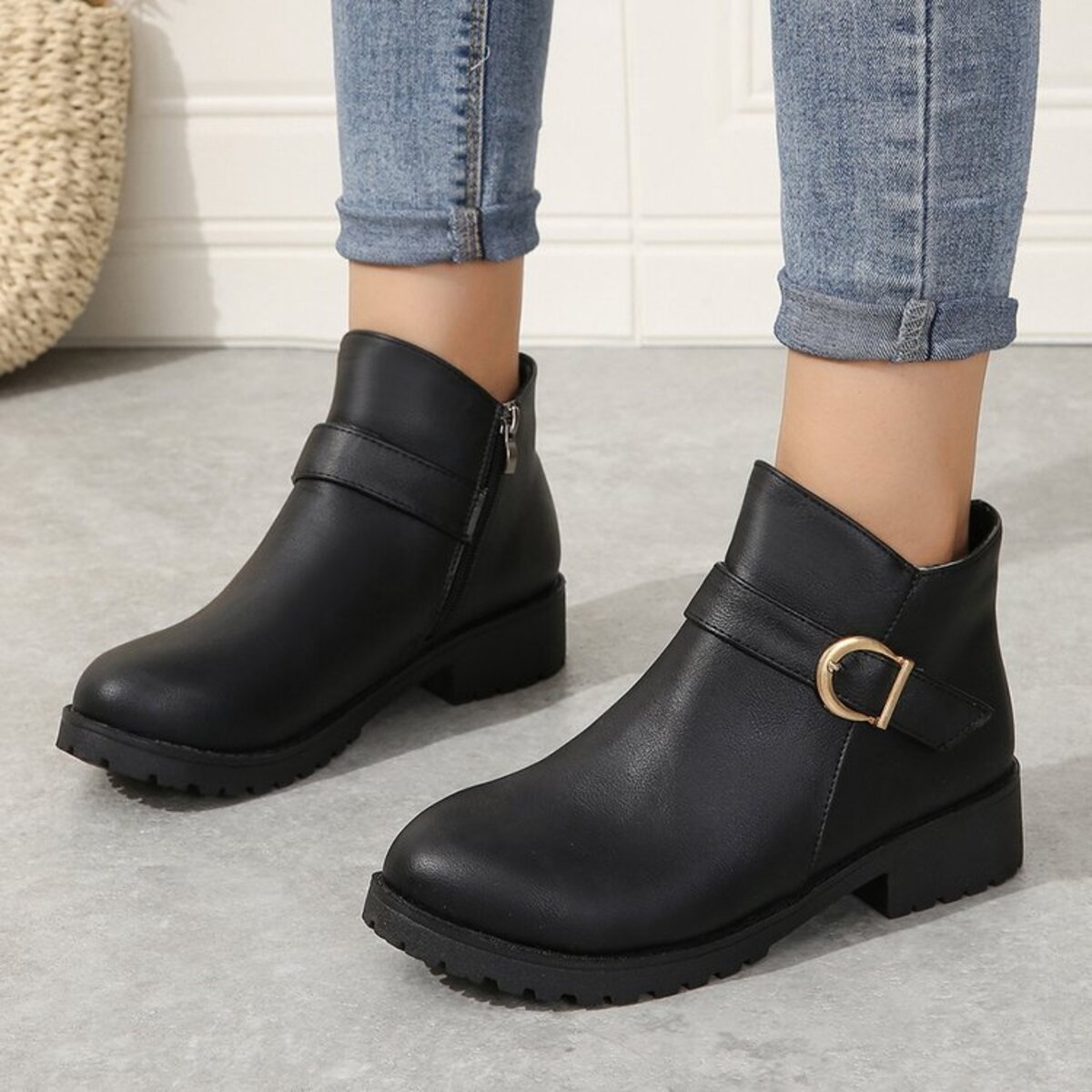 Buckle Accent Ankle Boots
