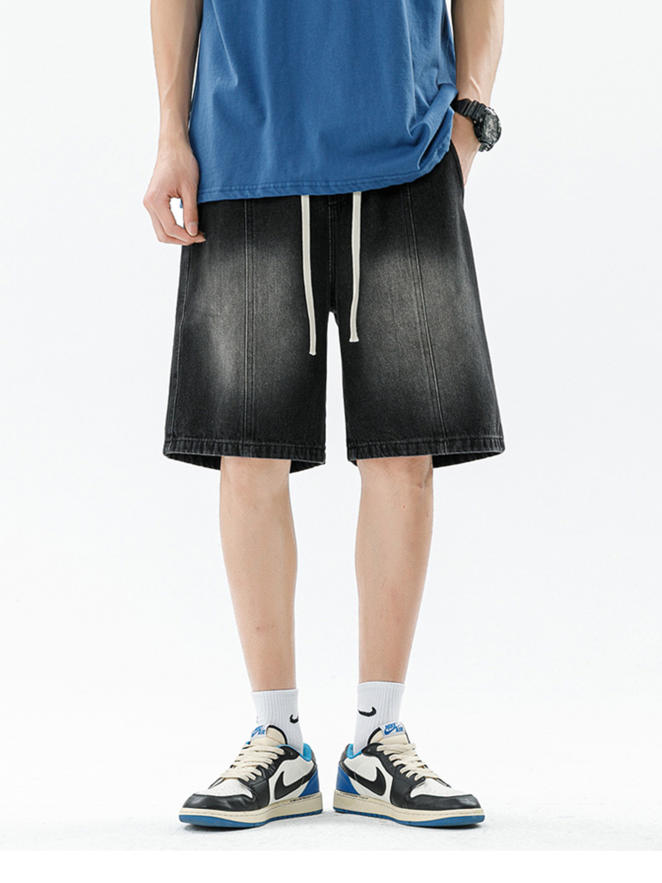 Men's Full Size Gradient Wash Denim Shorts Plus Size