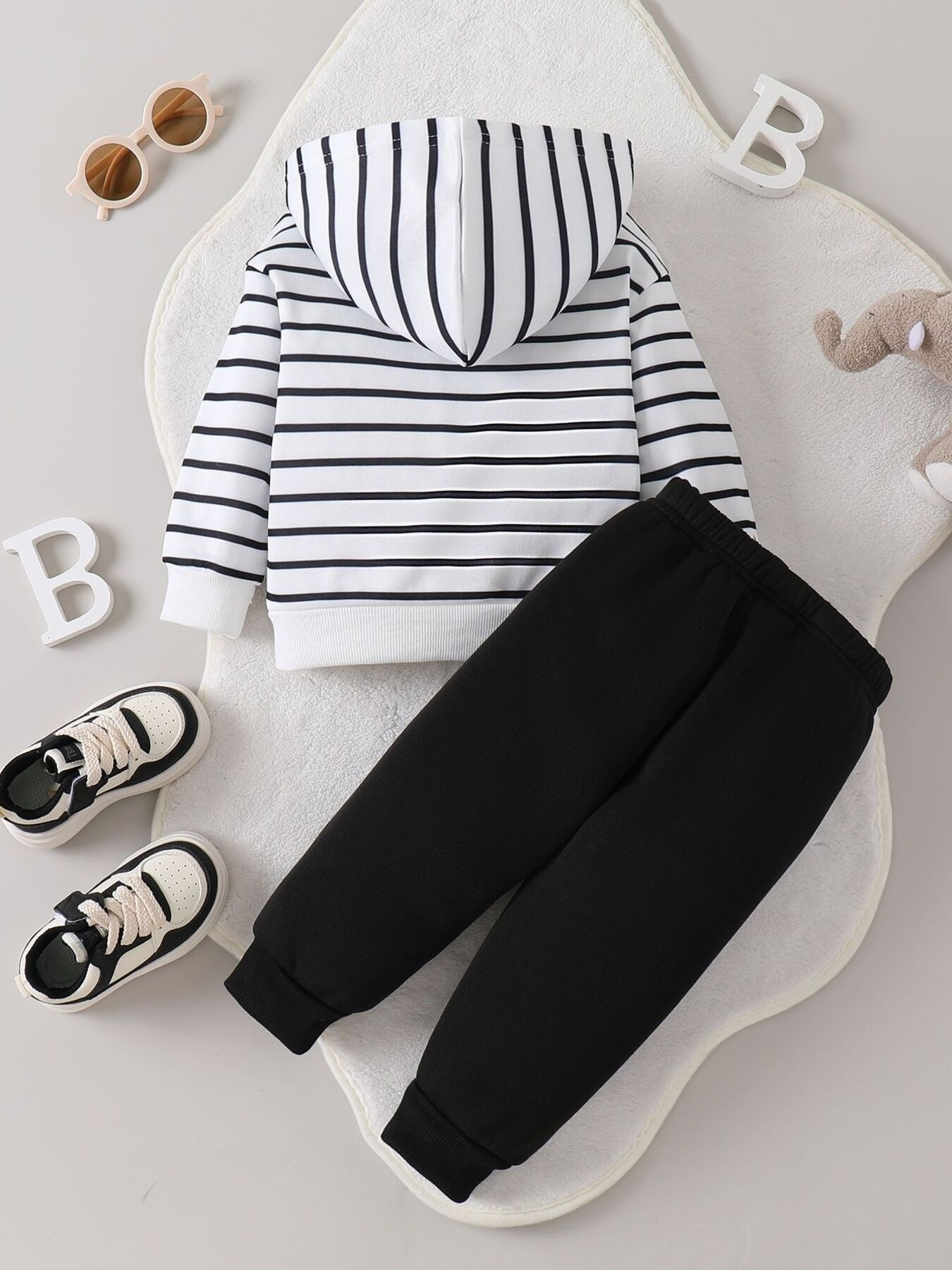 Children's Striped Elephant Hoodie & Pants Set