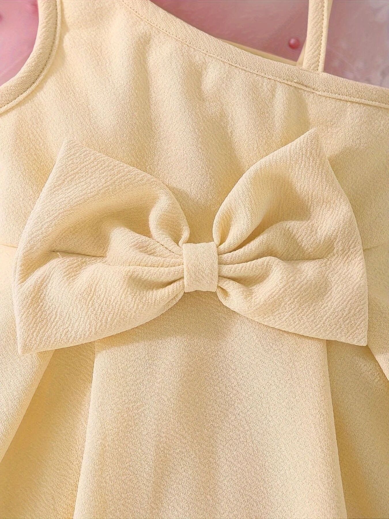 Children's Bow Asymmetrical Shoulder Dress 3