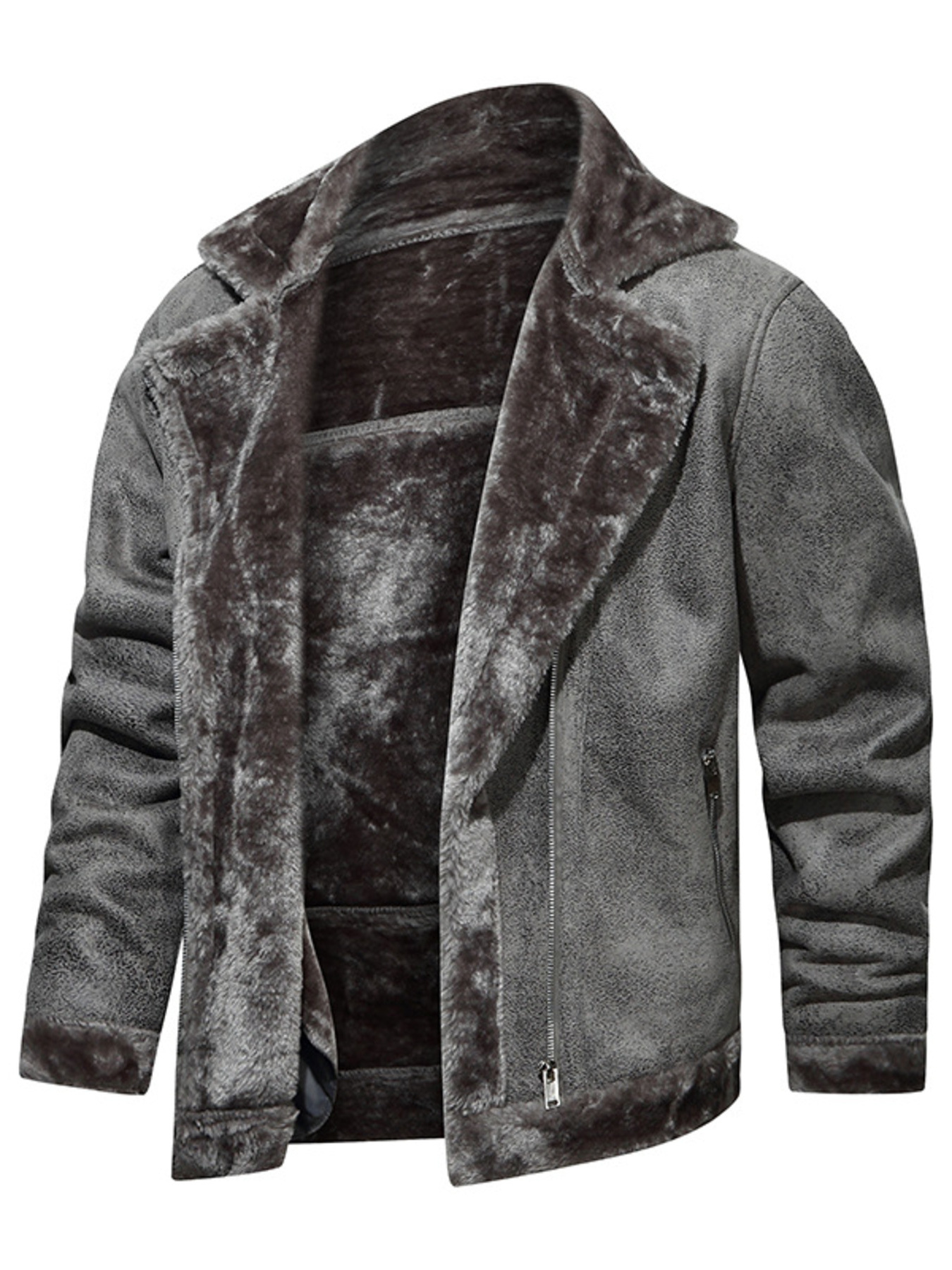 Men's Plus Size Zip Up Fuzzy Outerwear