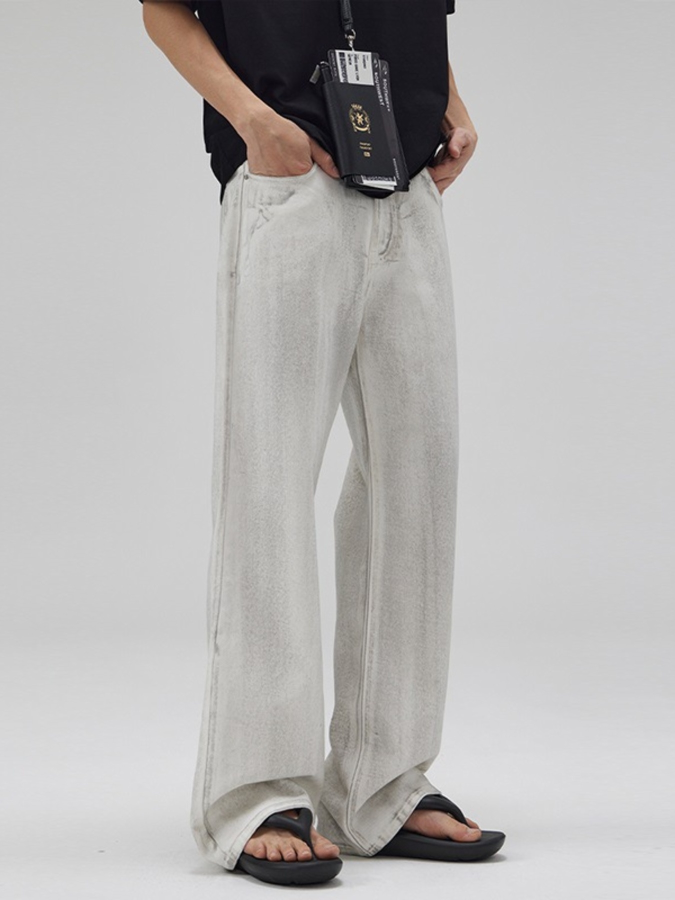 Men's Full Size Washed Wide Leg Jeans Plus Size