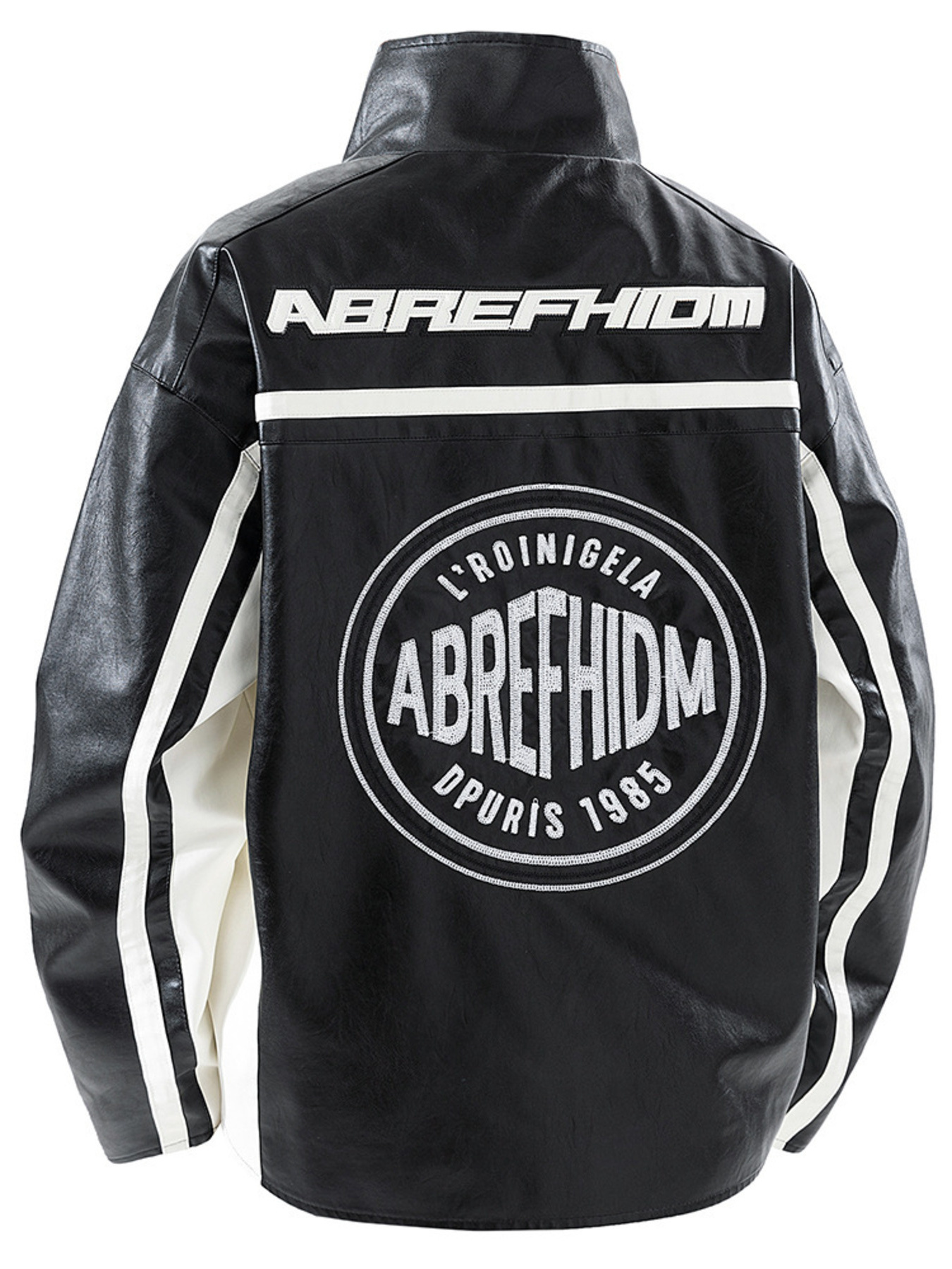 Men's Plus Size Zip Up Long Sleeve Leather Jacket