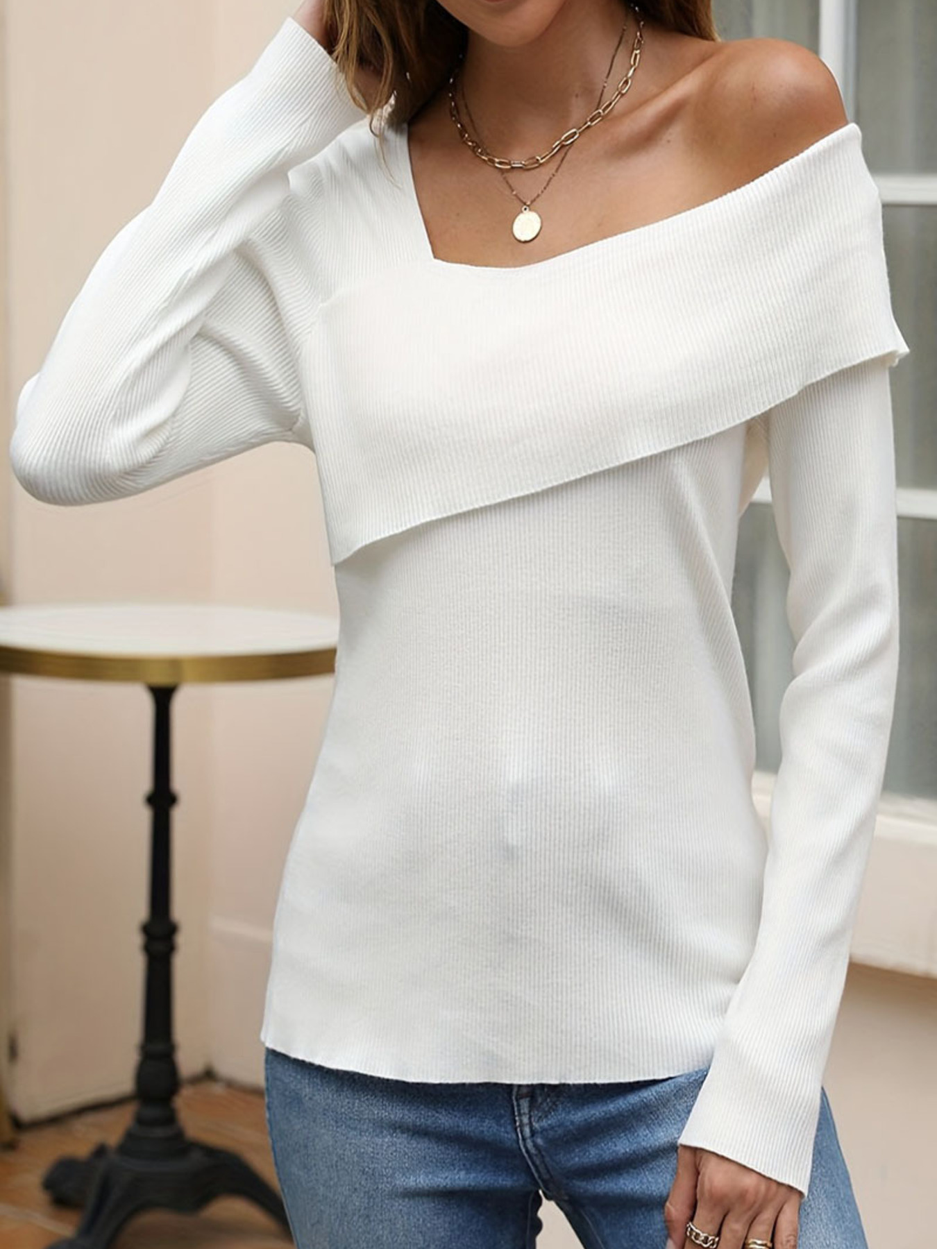 Asymmetrical One Shoulder Knit Top