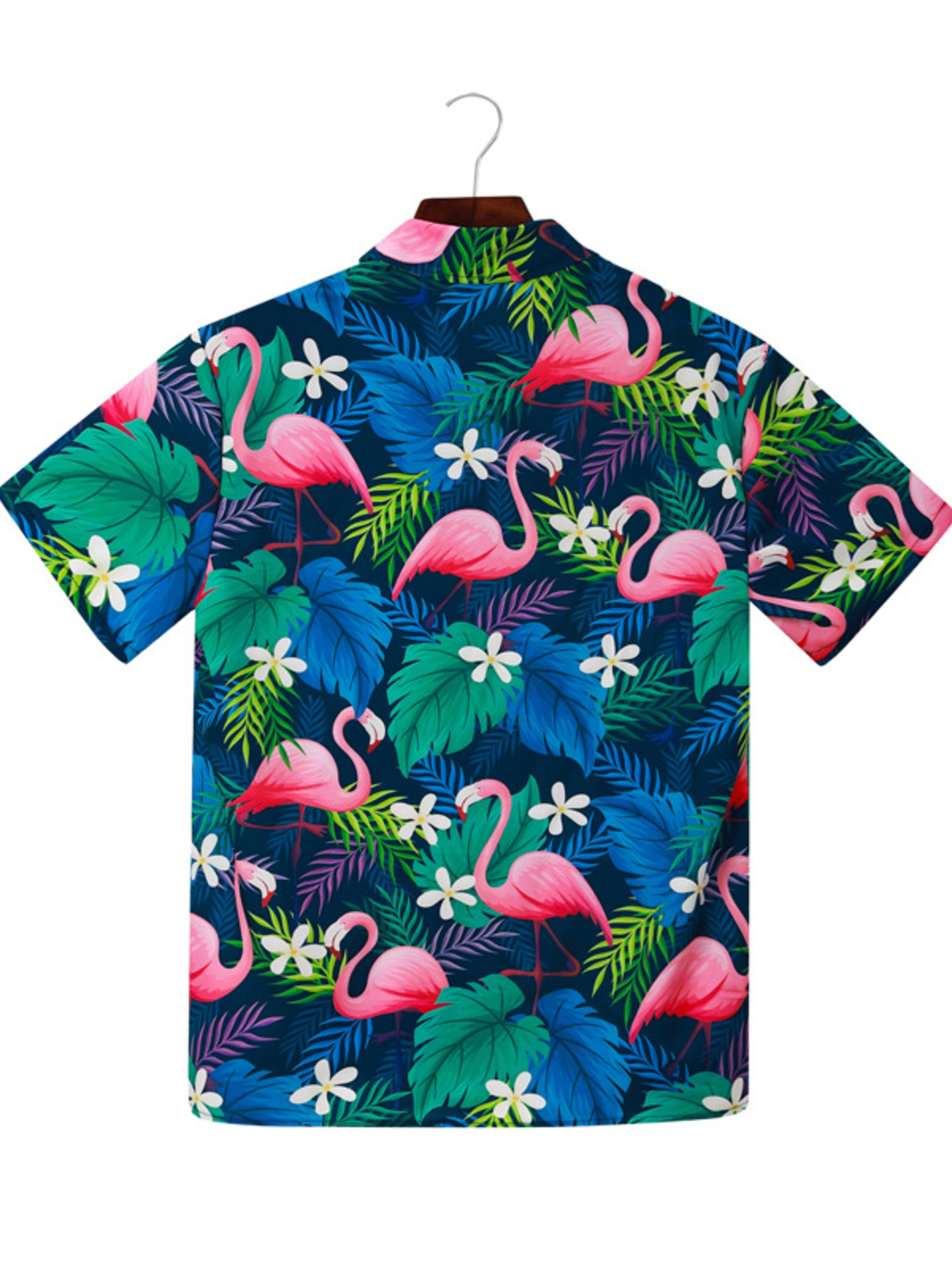 Men's Plus Size Printed Button Up Short Sleeve Shirt