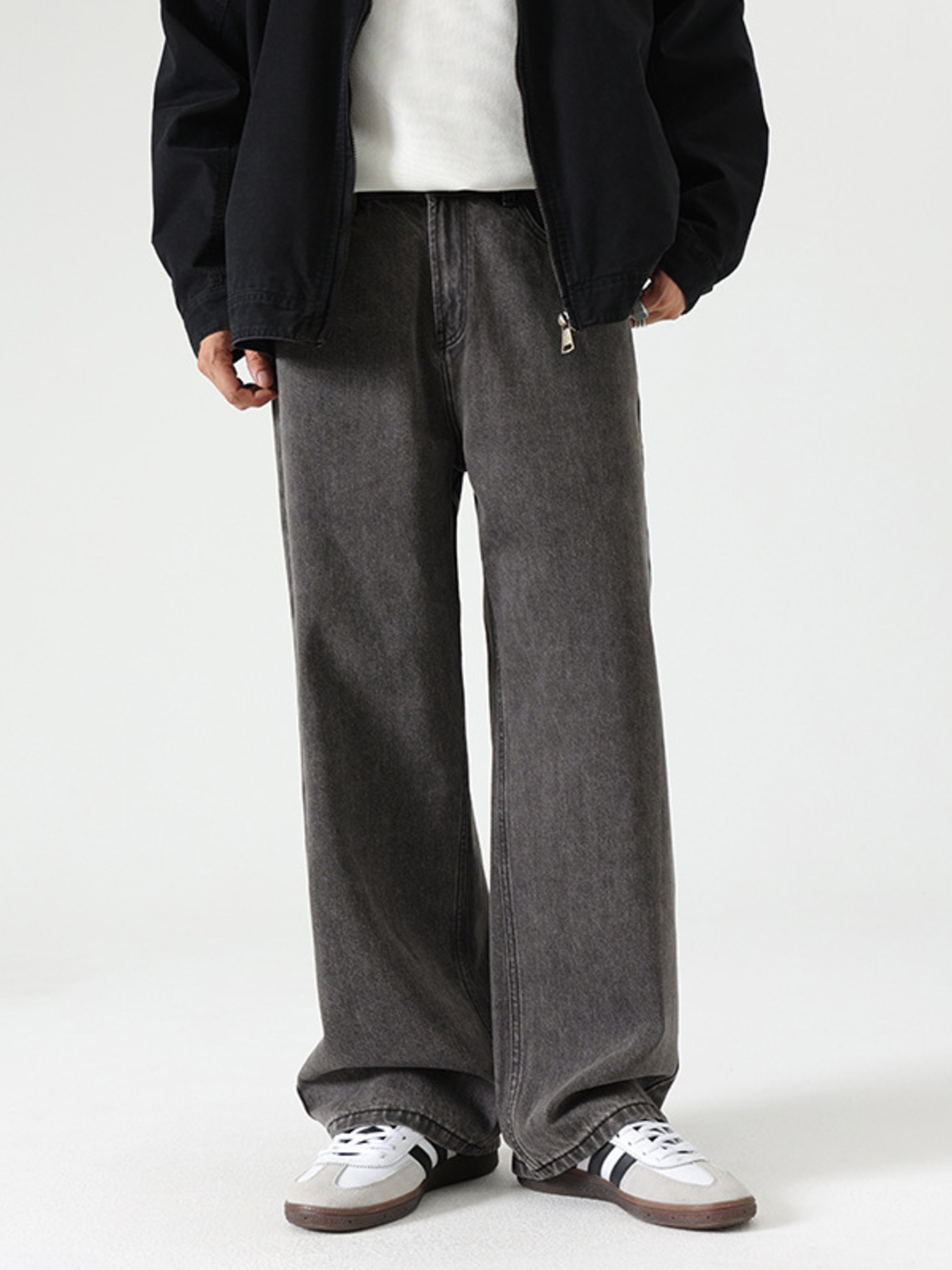 Men's Washed Wide Leg Jeans