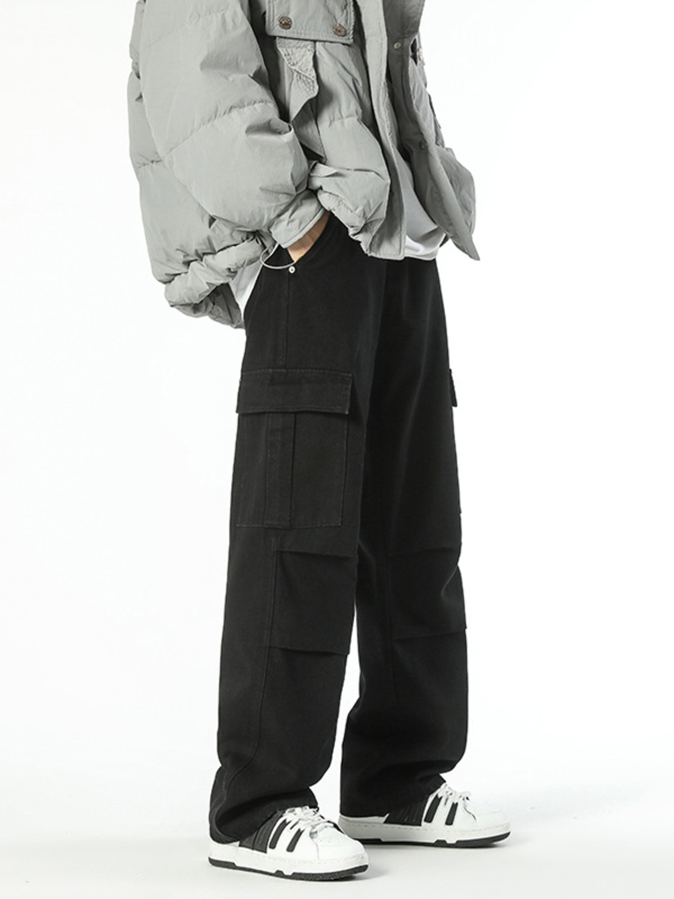 Men's Full Size Wide Leg Cargo Jeans Plus Size