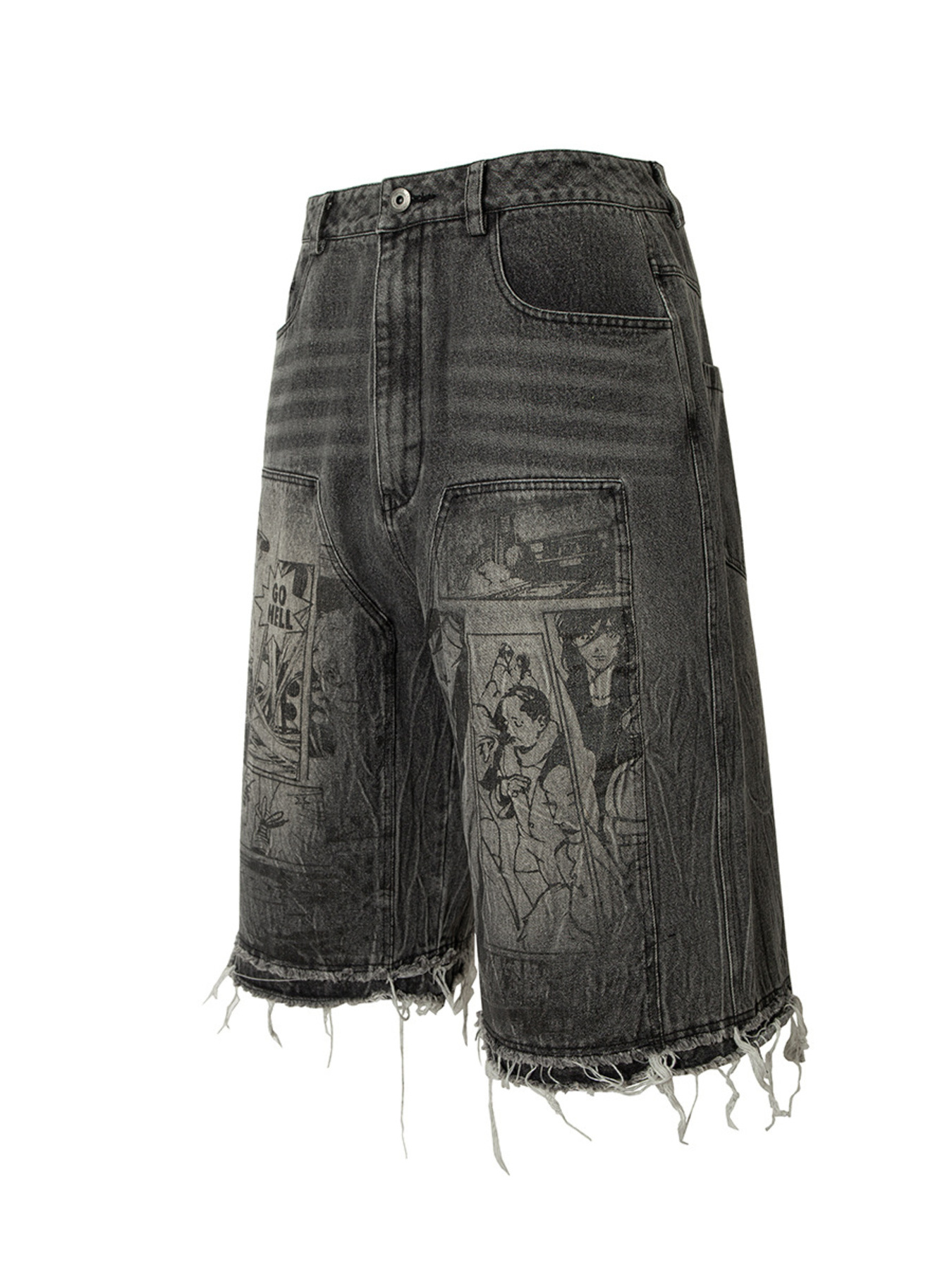Men's Frayed Hem Denim Shorts