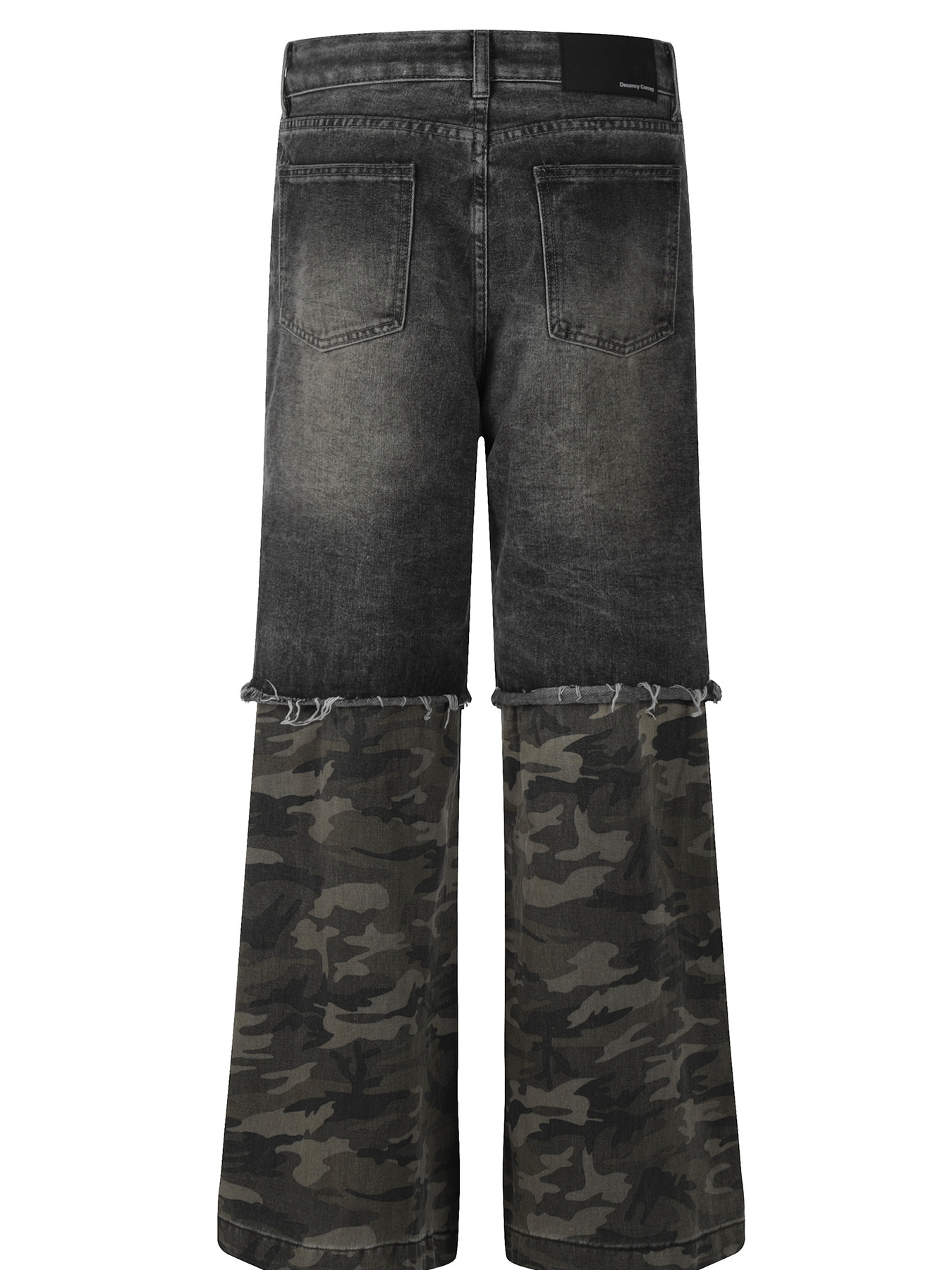 Men's Distressed Camouflage Patchwork Loose Fit Jeans